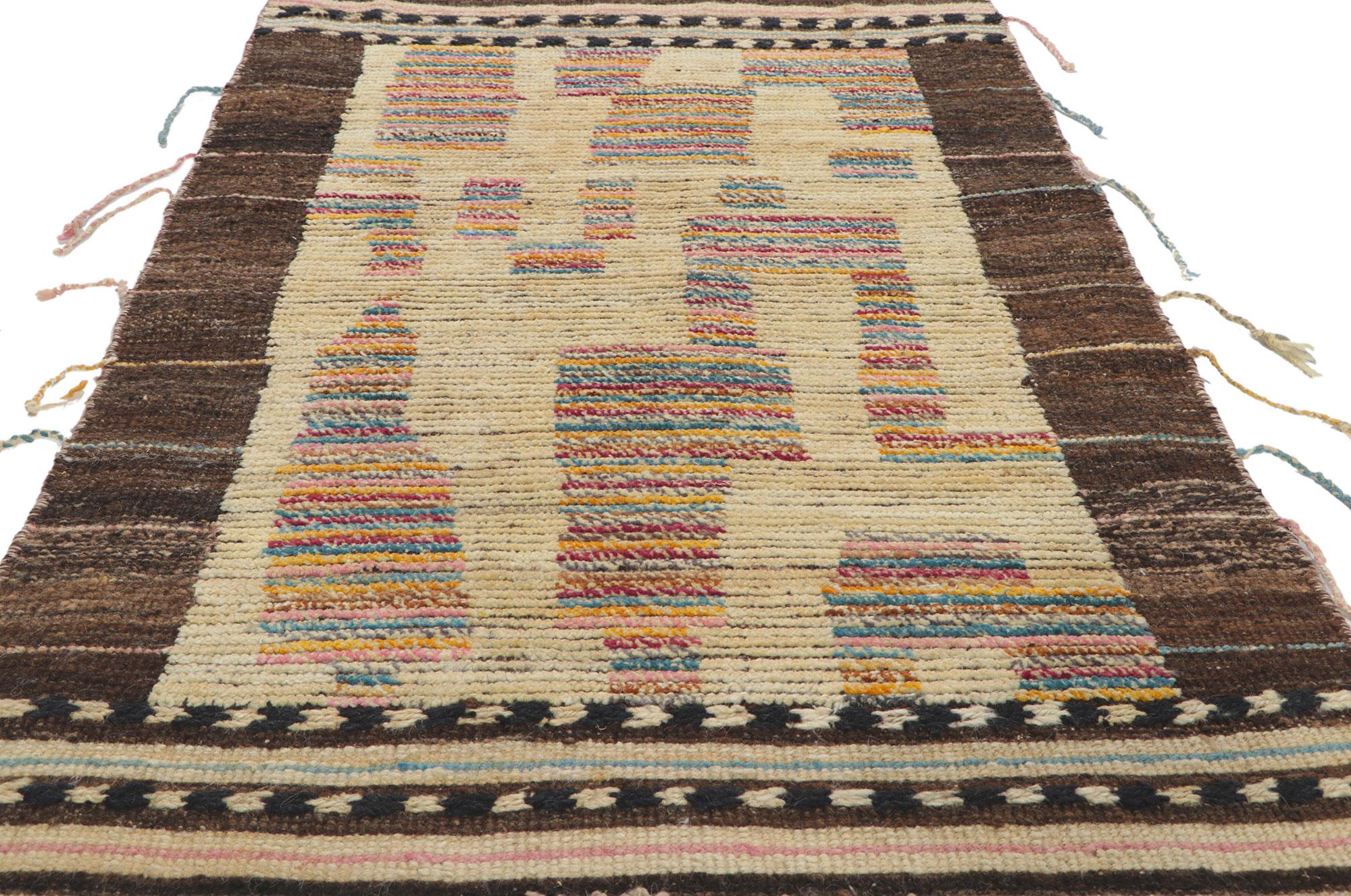 Pakistani New Color Block Moroccan Style Rug with Short Pile For Sale