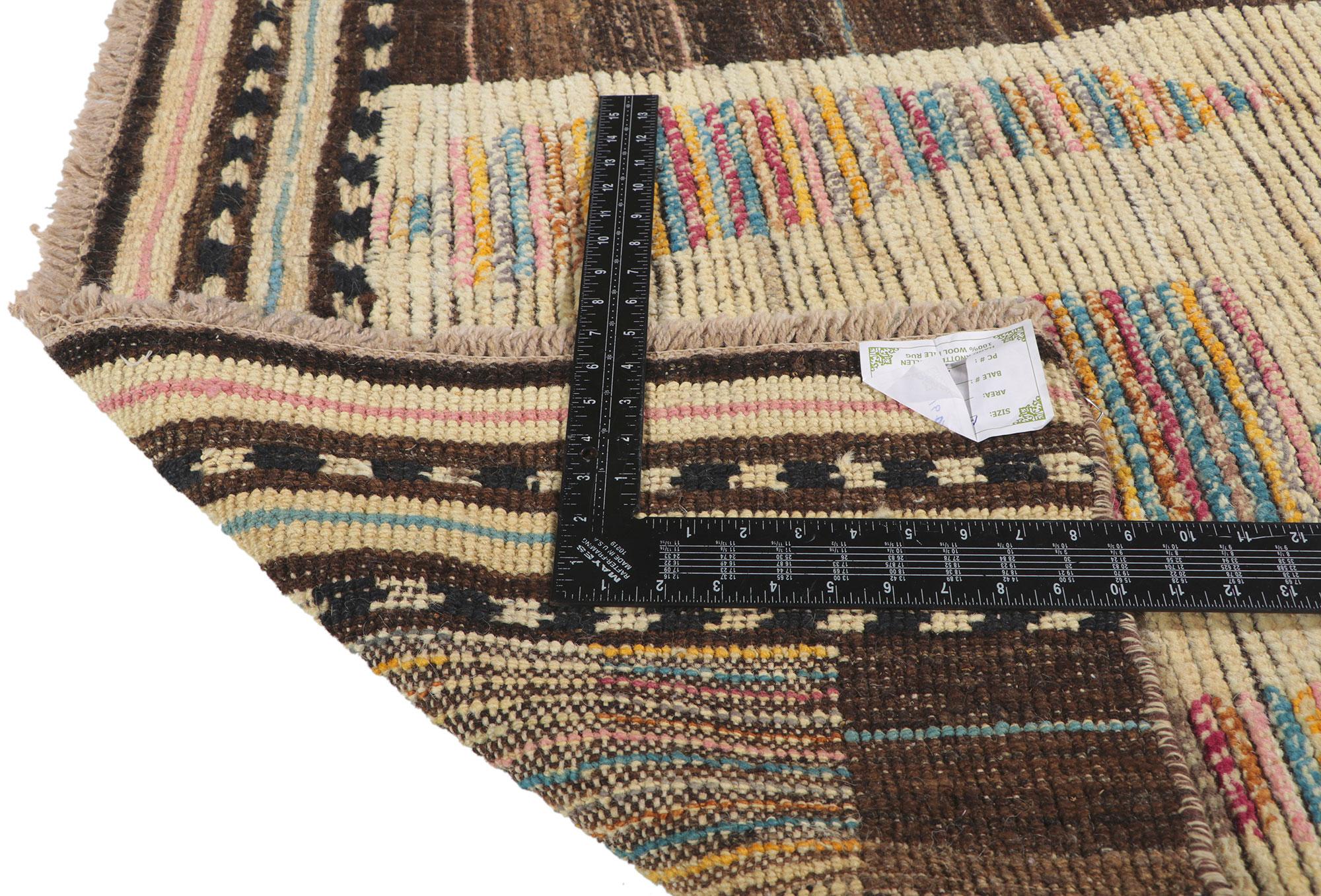 New Color Block Moroccan Style Rug with Short Pile In New Condition For Sale In Dallas, TX