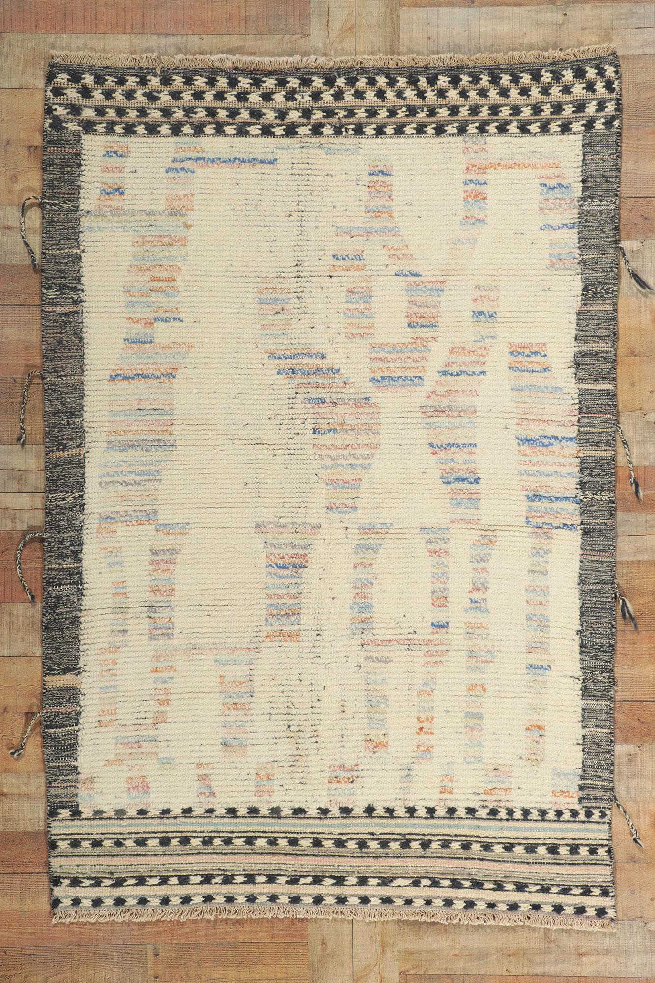 New Color Block Moroccan Style Rug with Short Pile For Sale 1
