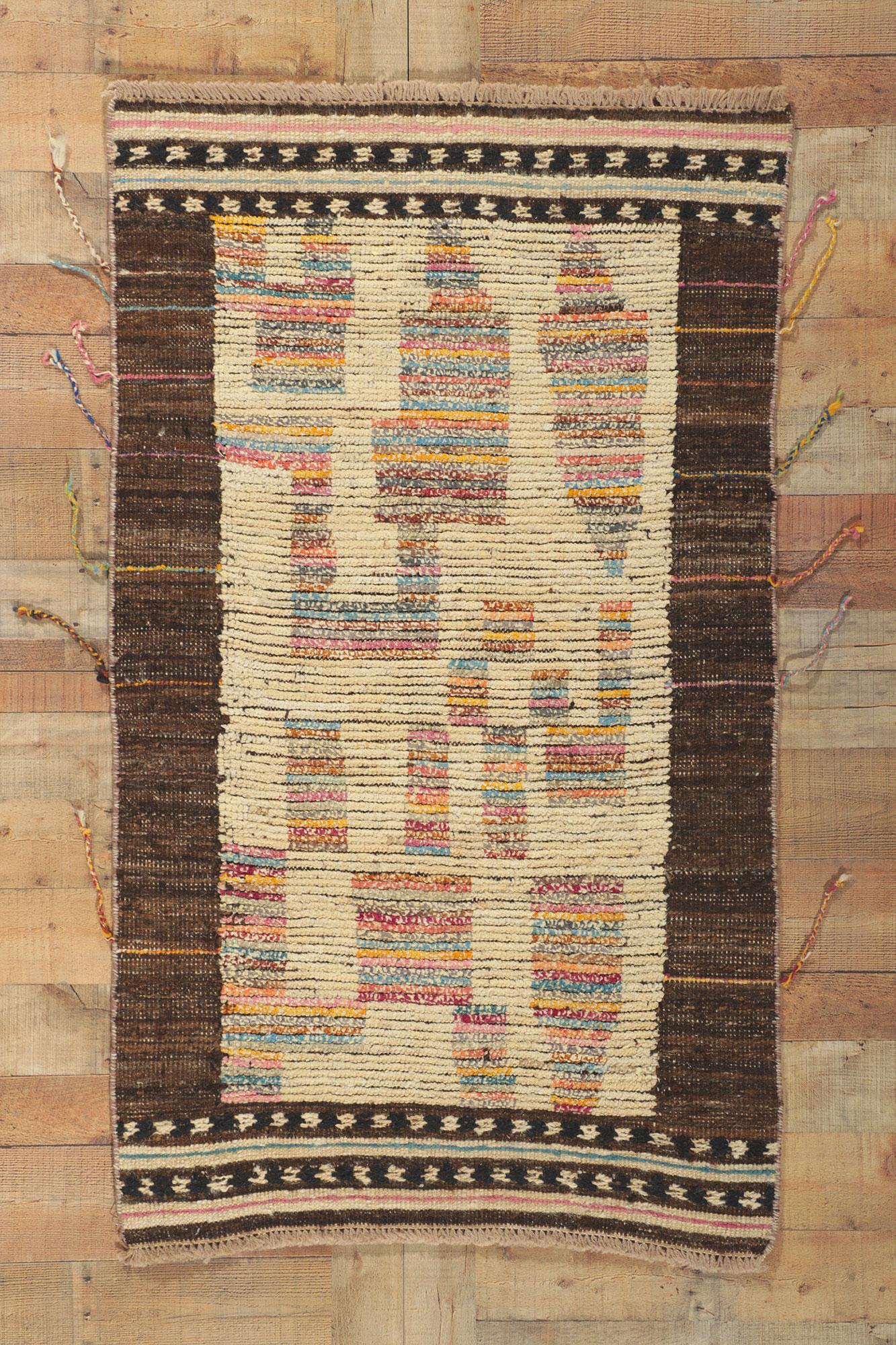 New Color Block Moroccan Style Rug with Short Pile For Sale 1