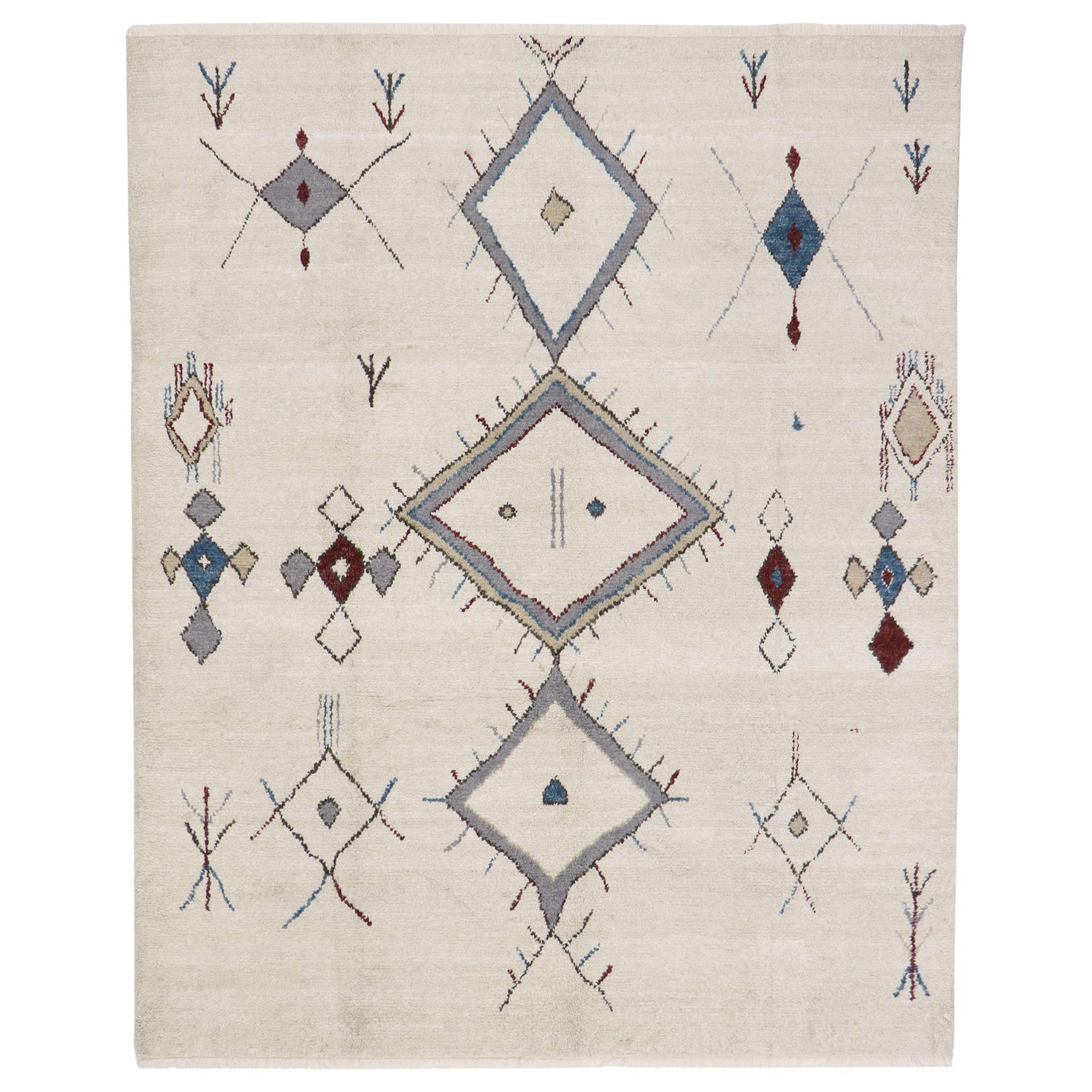 New Contemporary Moroccan Style Rug with Ski Chalet and Mountain Cabin Style For Sale