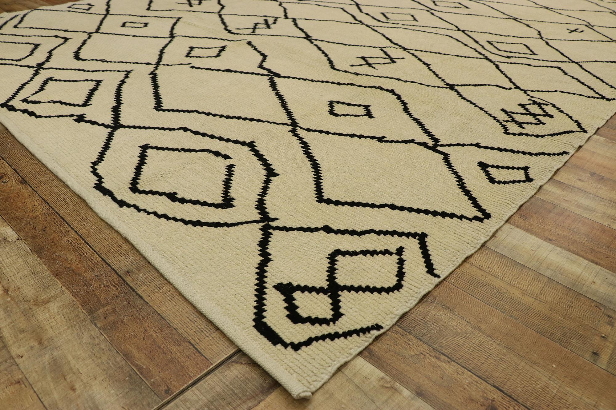 Wool New Contemporary Moroccan Style Rug with Tribal Design  For Sale