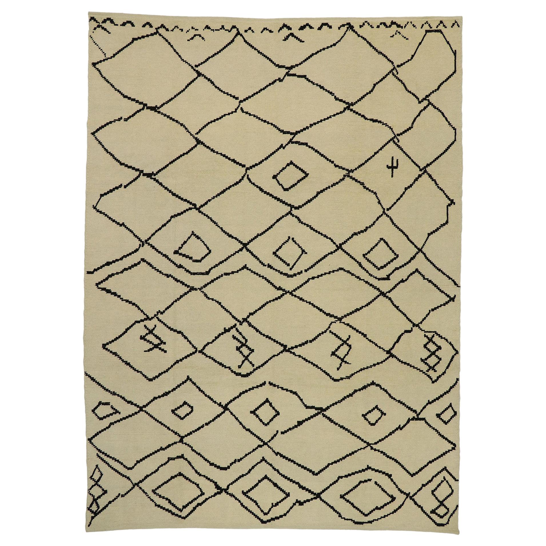 New Contemporary Moroccan Style Rug with Tribal Design  For Sale