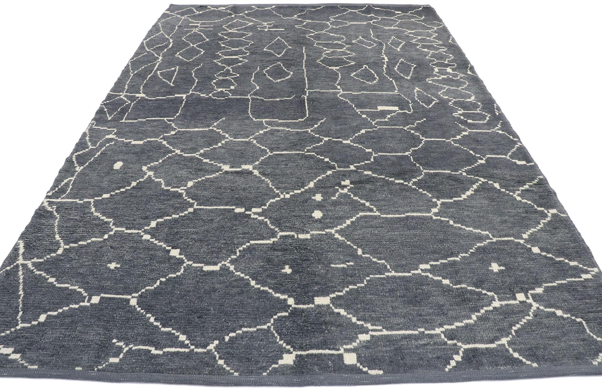 Zeitgenössischer zeitgenössischer Teppich im marokkanischen Stil mit Stammesmotiv (Stammeskunst) im Angebot