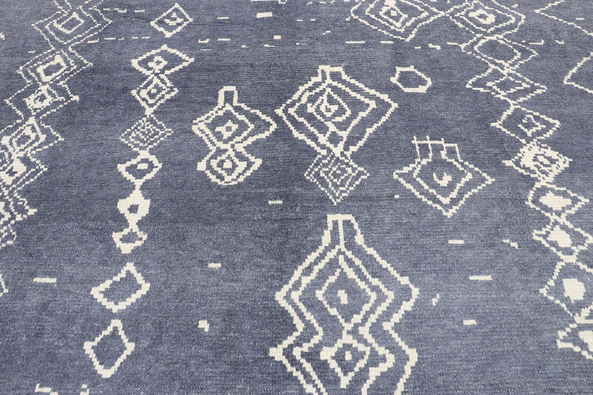 Hand-Knotted New Contemporary Moroccan Style Rug with Tribal Design For Sale