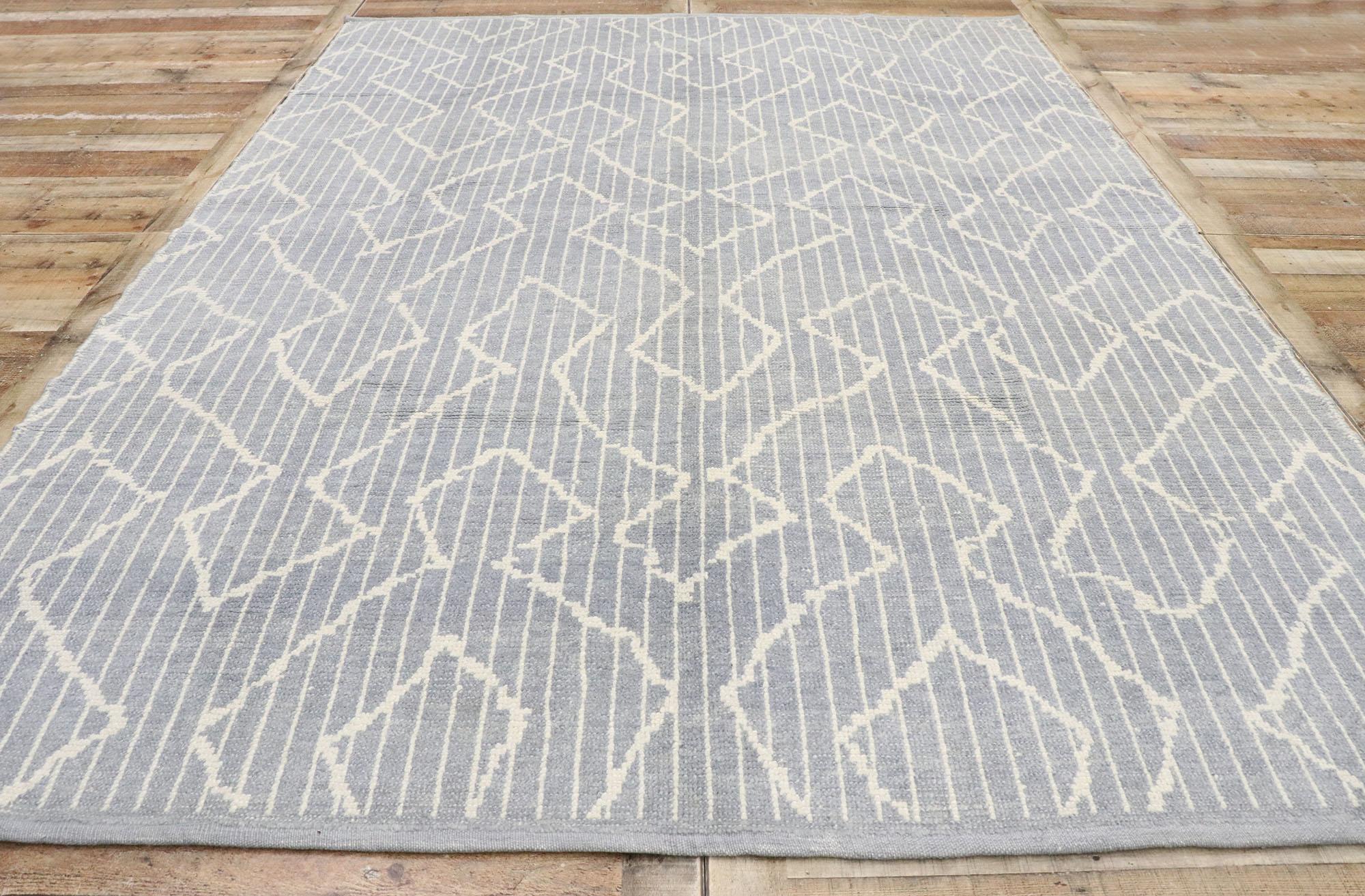 Wool Contemporary Moroccan Style Rug with Tribal Design For Sale
