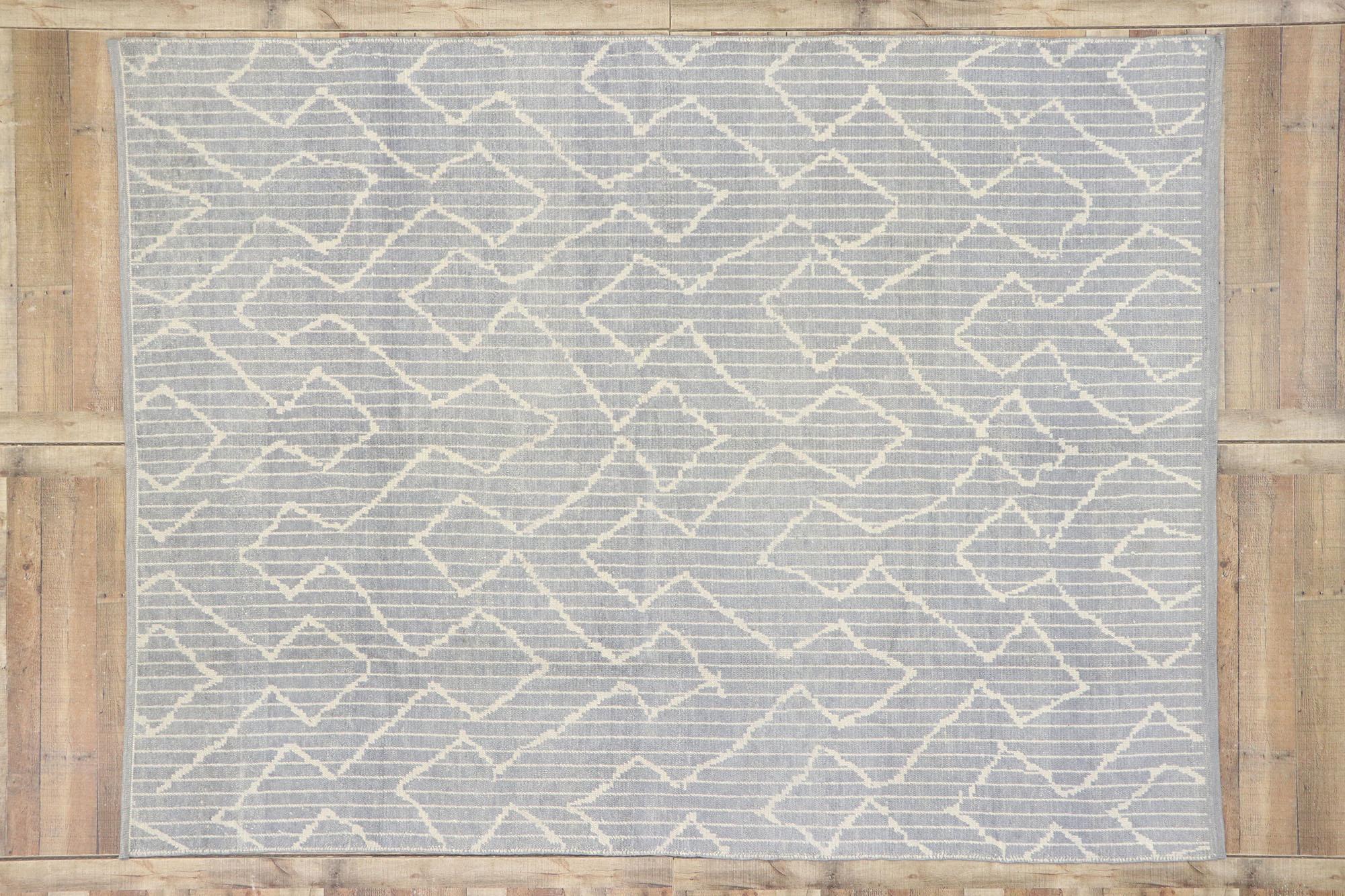 Contemporary Moroccan Style Rug with Tribal Design For Sale 1
