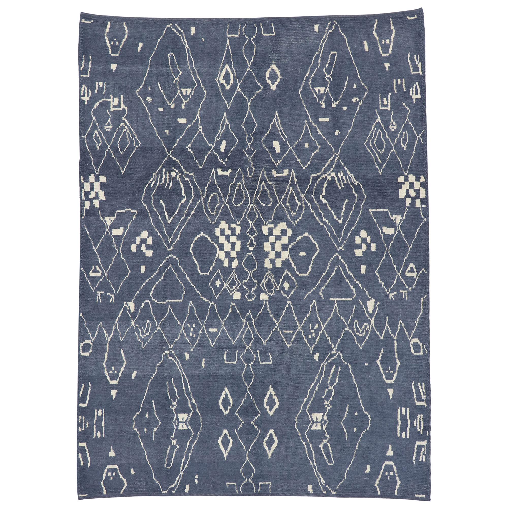 New Contemporary Moroccan Style Rug with Tribal Design For Sale