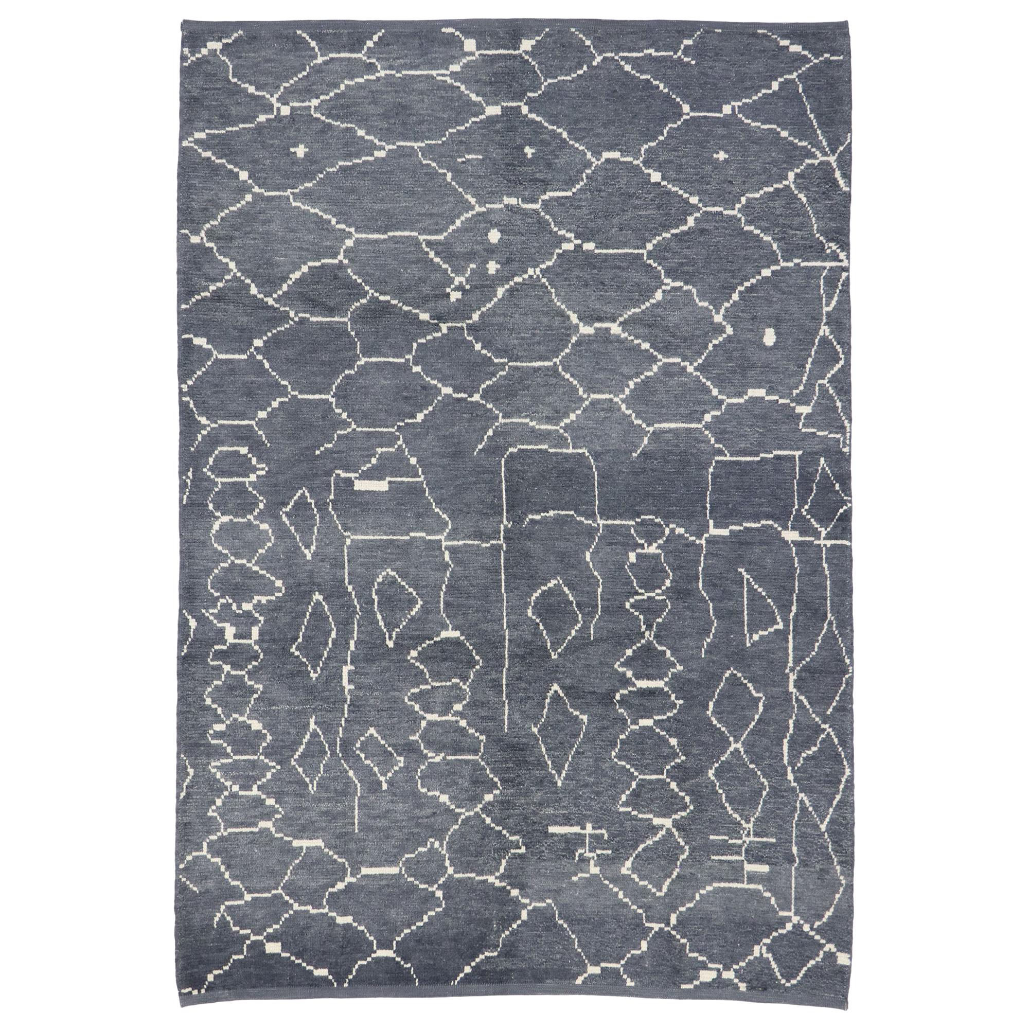 New Contemporary Moroccan Style Rug with Tribal Design For Sale