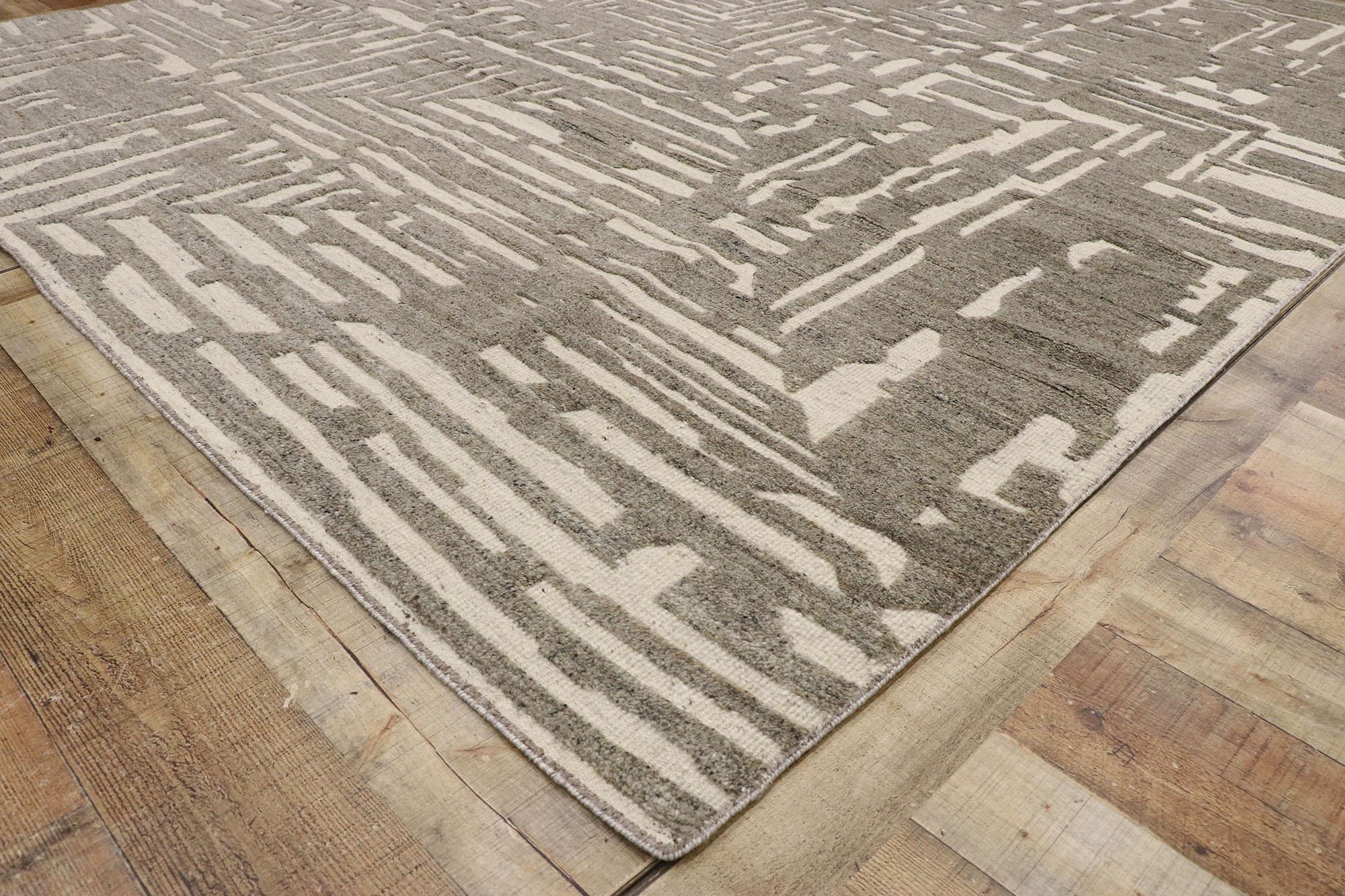 XXIe siècle et contemporain Nouveau tapis Souf contemporain de style marocain avec motif linéaire en relief en vente
