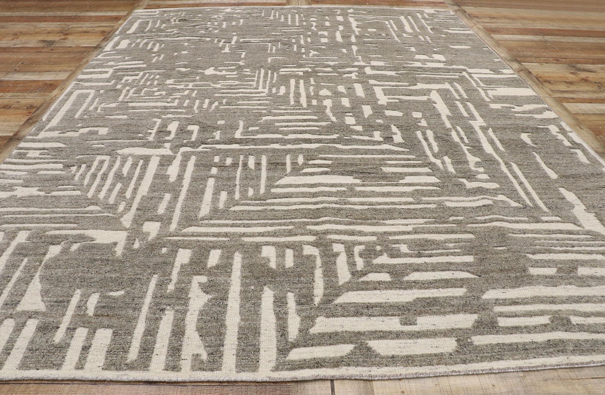 Laine Nouveau tapis Souf contemporain de style marocain avec motif linéaire en relief en vente