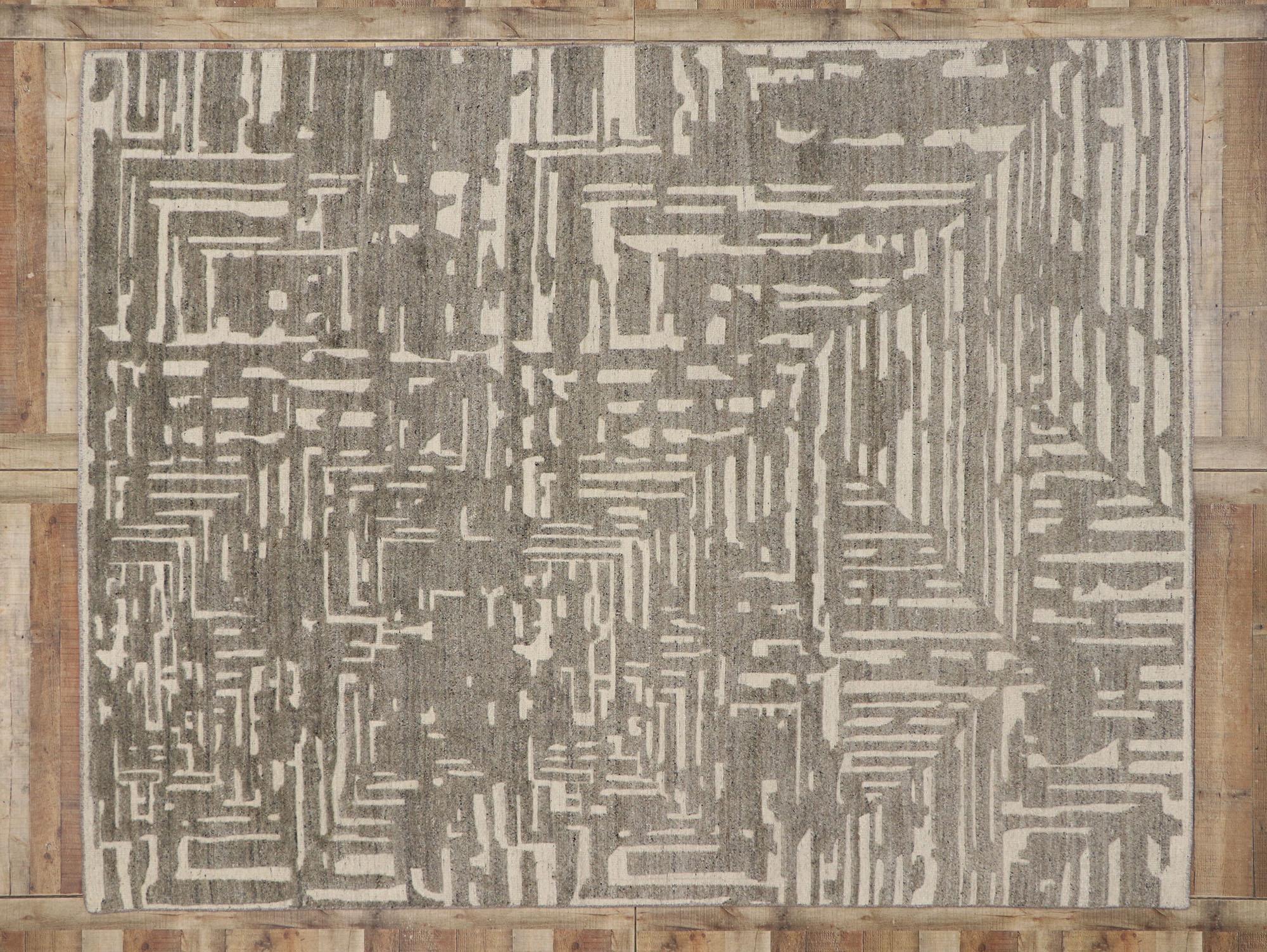 Nouveau tapis Souf contemporain de style marocain avec motif linéaire en relief en vente 1