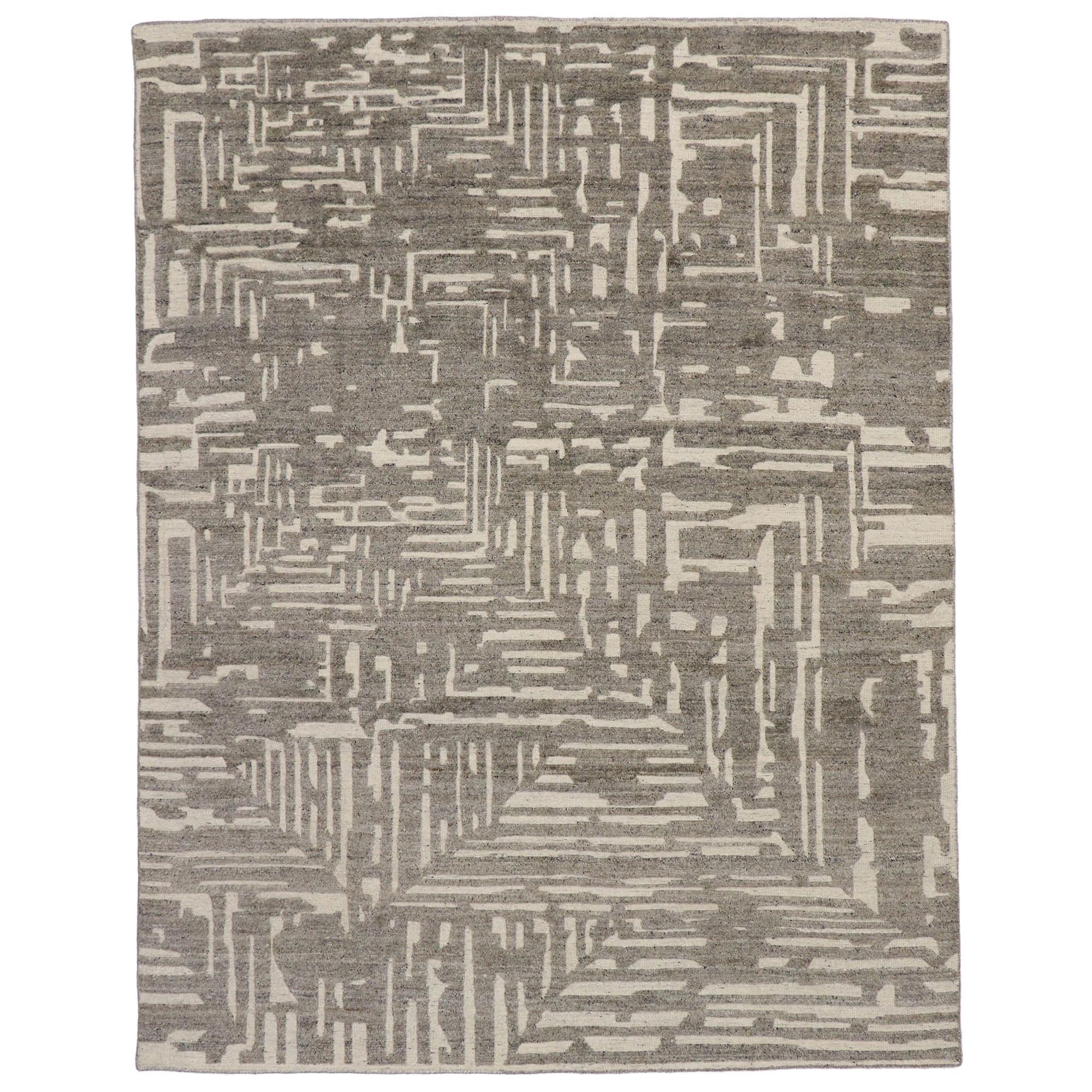 New Contemporary Moroccan Style Souf Rug with Raised Linear Design