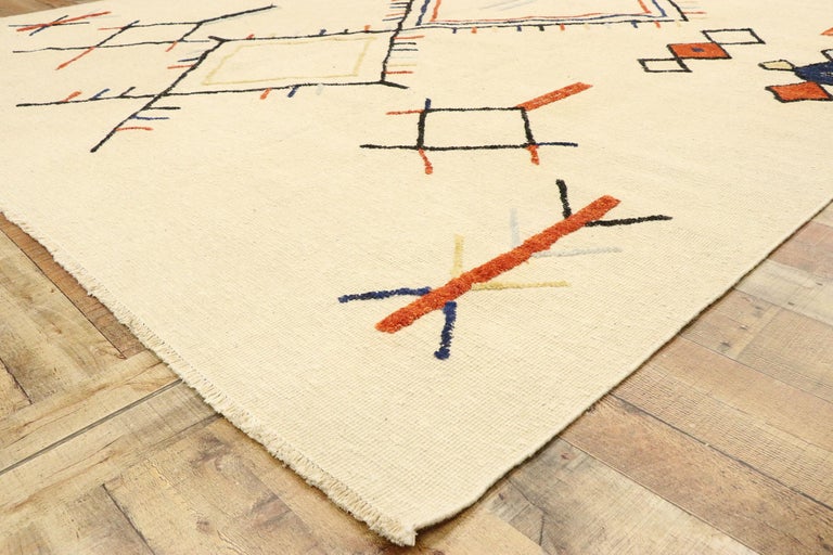 New Contemporary Moroccan Style Souf Rug with Ski Chalet Mountain Cabin