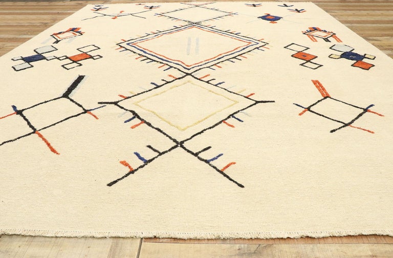 New Contemporary Moroccan Style Souf Rug with Ski Chalet Mountain Cabin