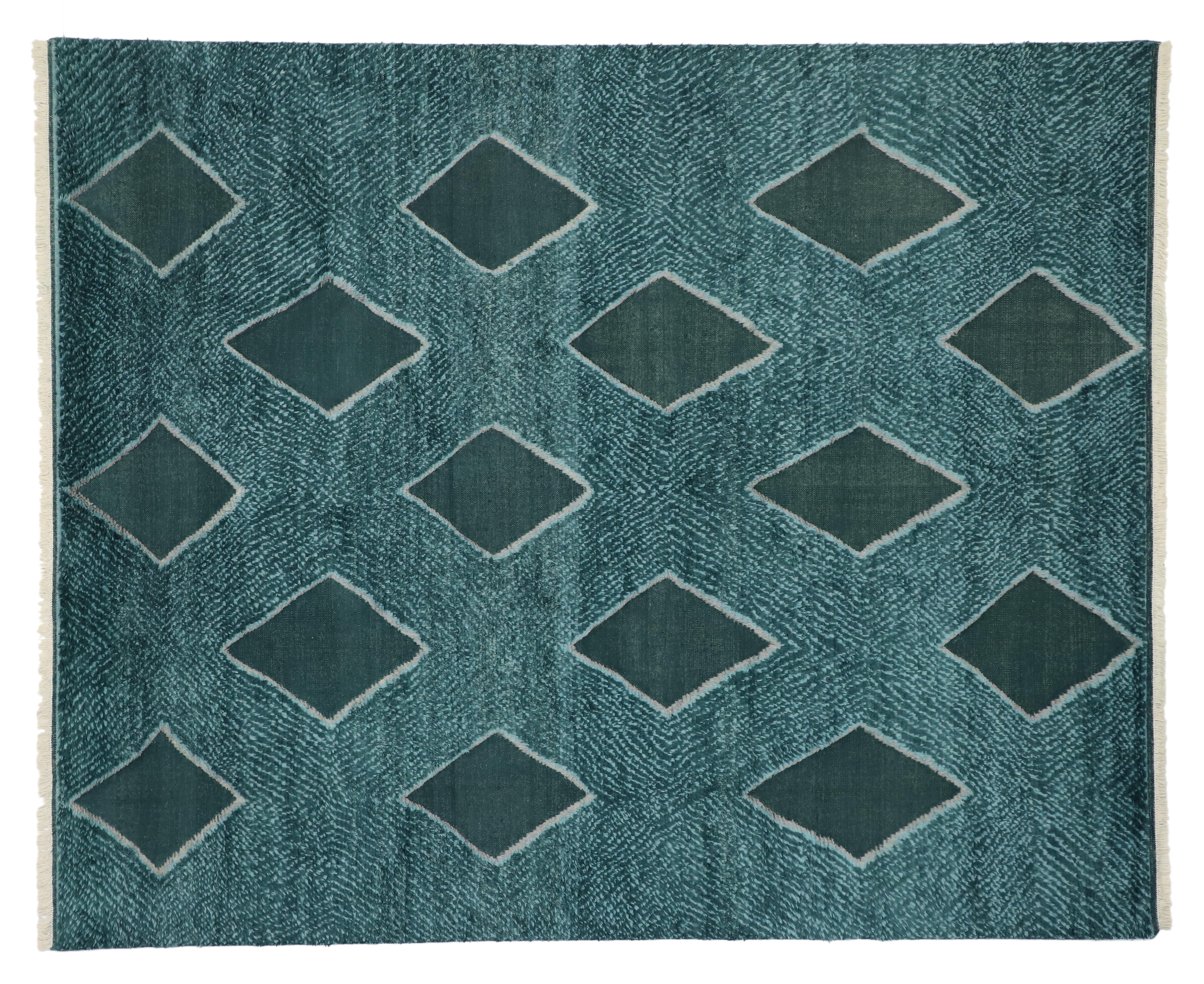 New Contemporary Moroccan Texture Area Rug Geometric Diamond Pattern 3