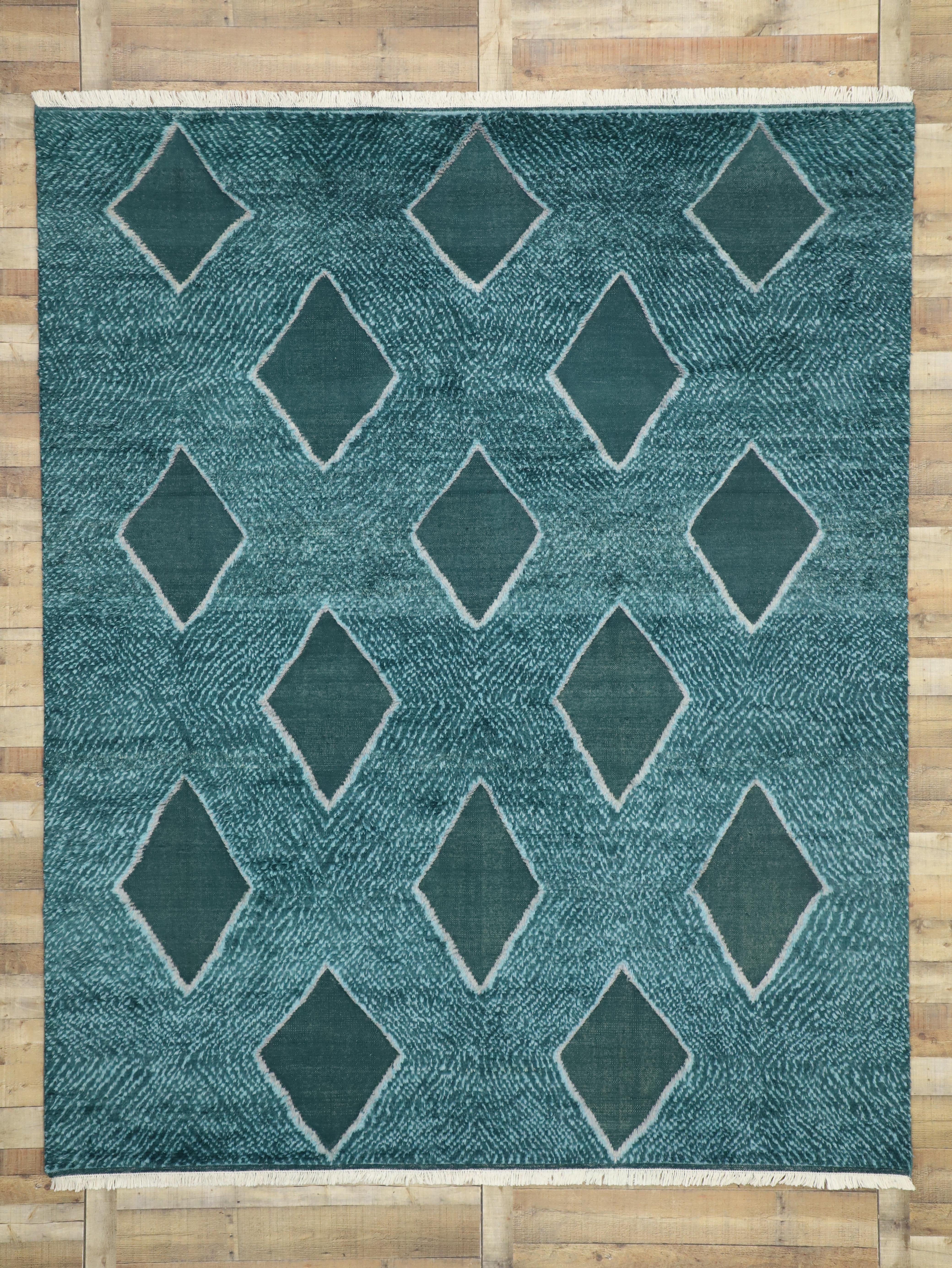 New Contemporary Moroccan Texture Area Rug Geometric Diamond Pattern 1
