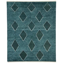 New Contemporary Moroccan Texture Area Rug Geometric Diamond Pattern
