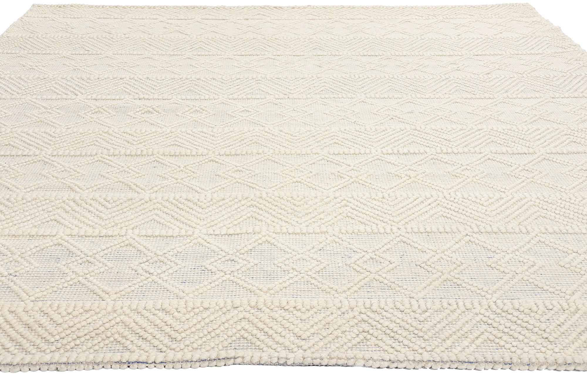 Organic Modern New Contemporary Moroccan Textured High-Low Rug For Sale