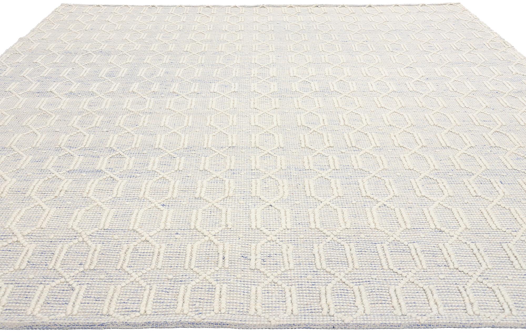 Organic Modern New Contemporary Moroccan Textured High-Low Rug For Sale