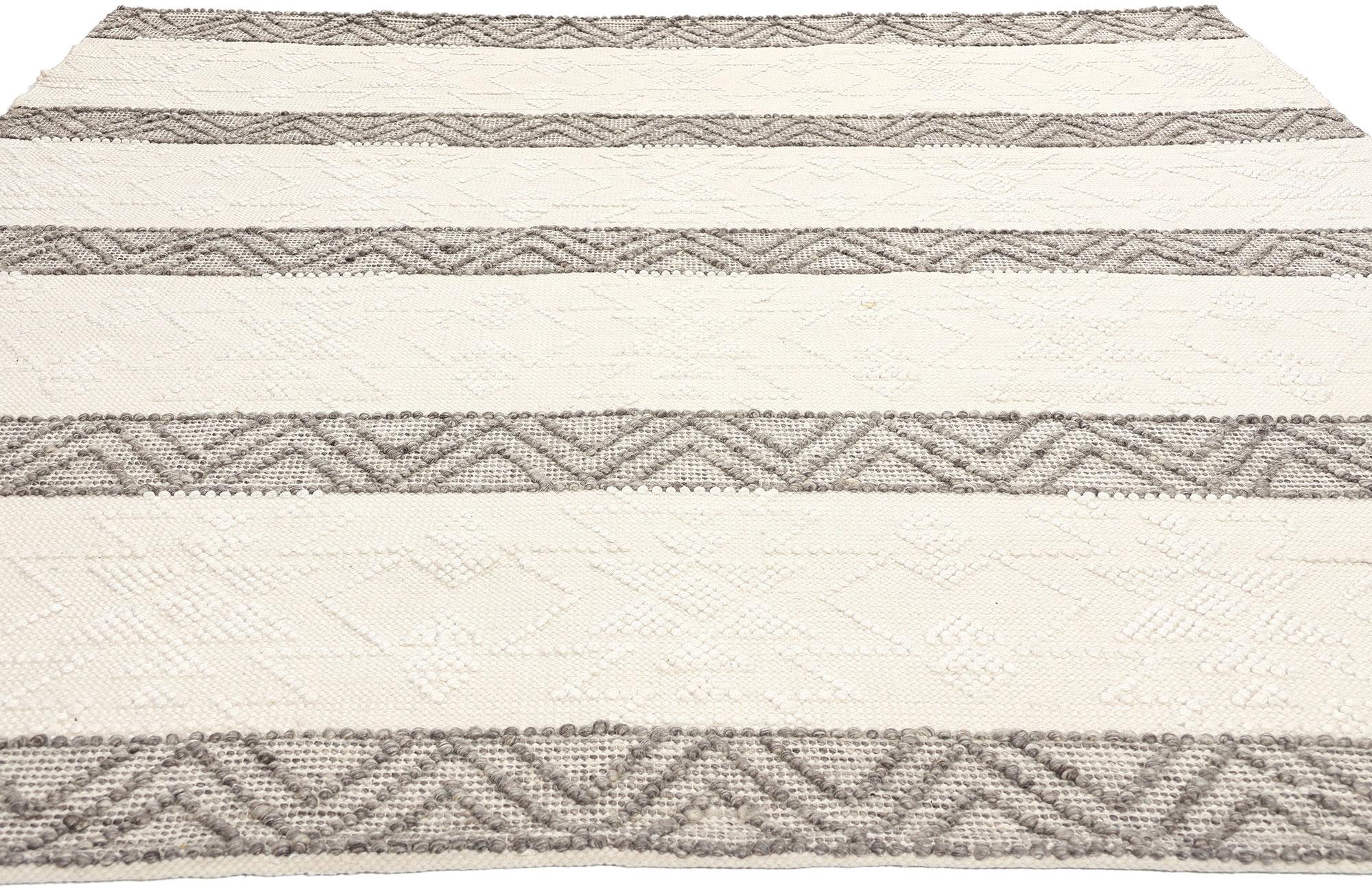 Organic Modern New Contemporary Moroccan Textured High-Low Rug For Sale