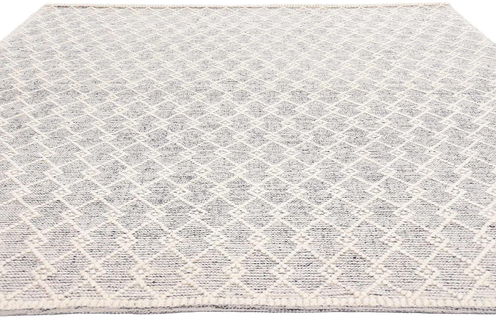 Organic Modern New Contemporary Moroccan Textured High-Low Rug For Sale
