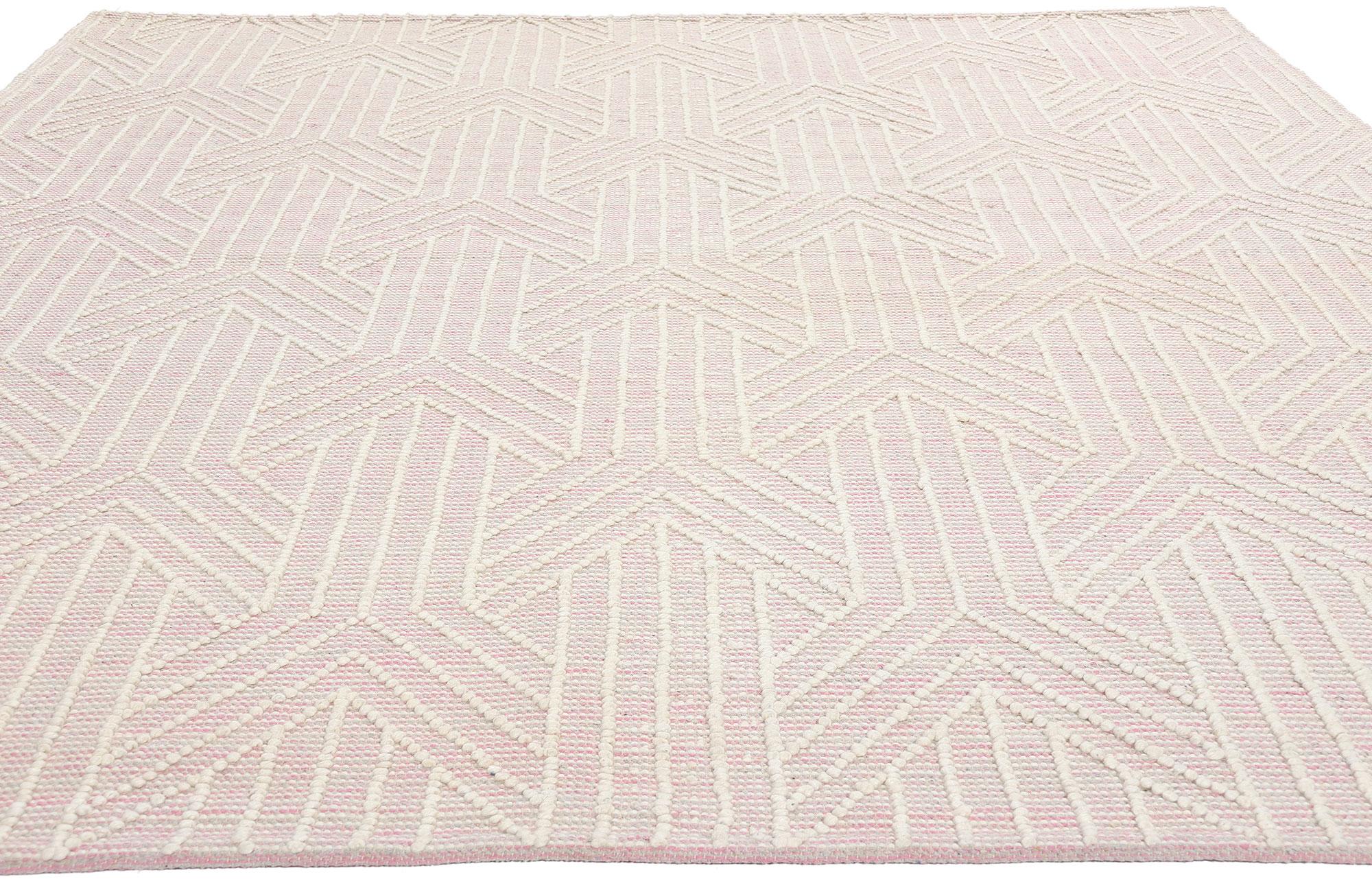 Organic Modern New Contemporary Moroccan Textured High-Low Rug For Sale