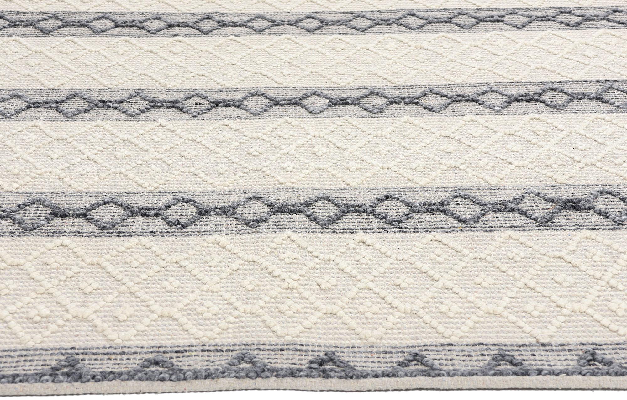 Indian New Contemporary Moroccan Textured High-Low Rug For Sale
