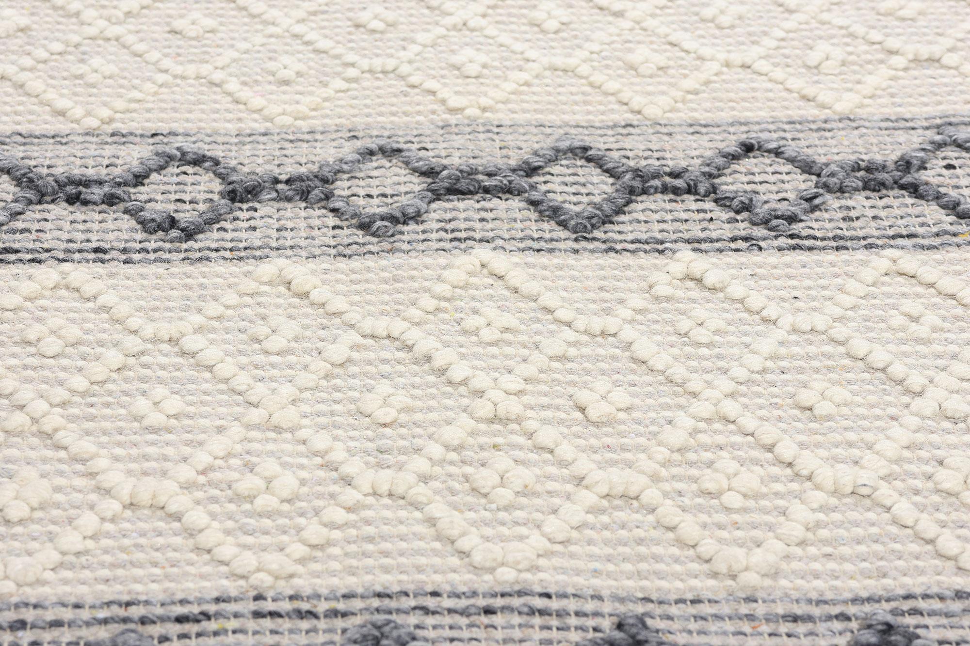 Hand-Woven New Contemporary Moroccan Textured High-Low Rug For Sale