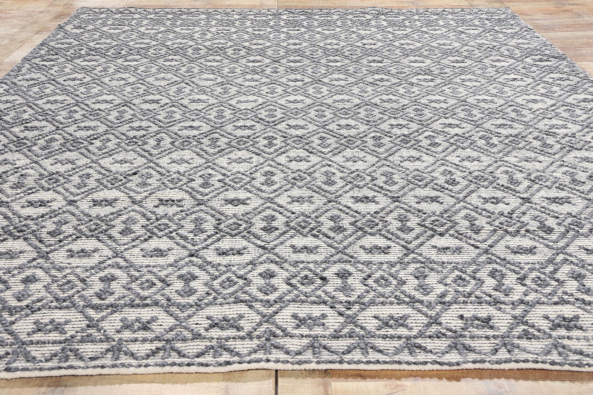 Nueva alfombra marroquí contemporánea con textura alta-baja Lana en venta