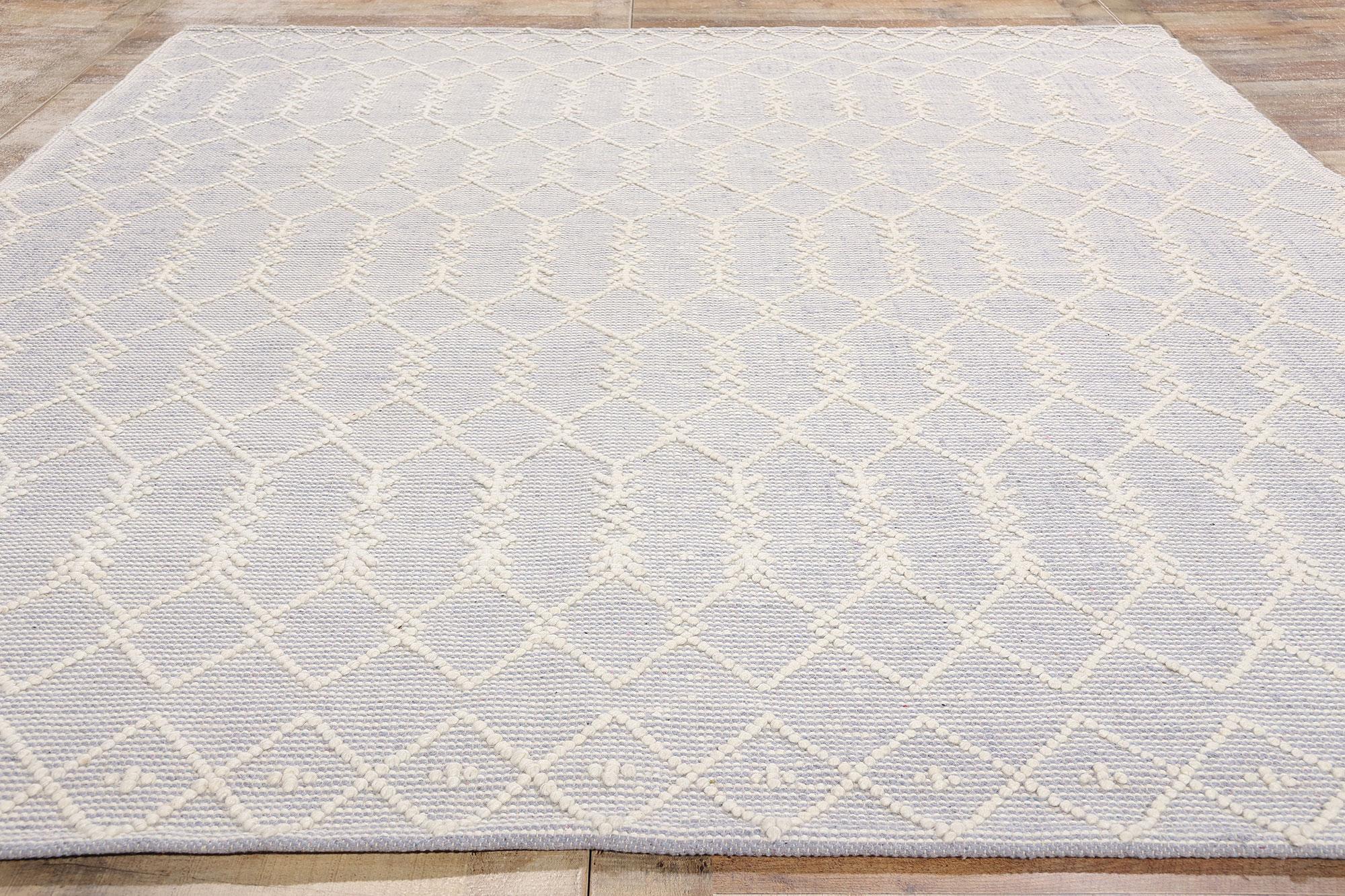 Nueva alfombra marroquí contemporánea con textura alta-baja Lana en venta