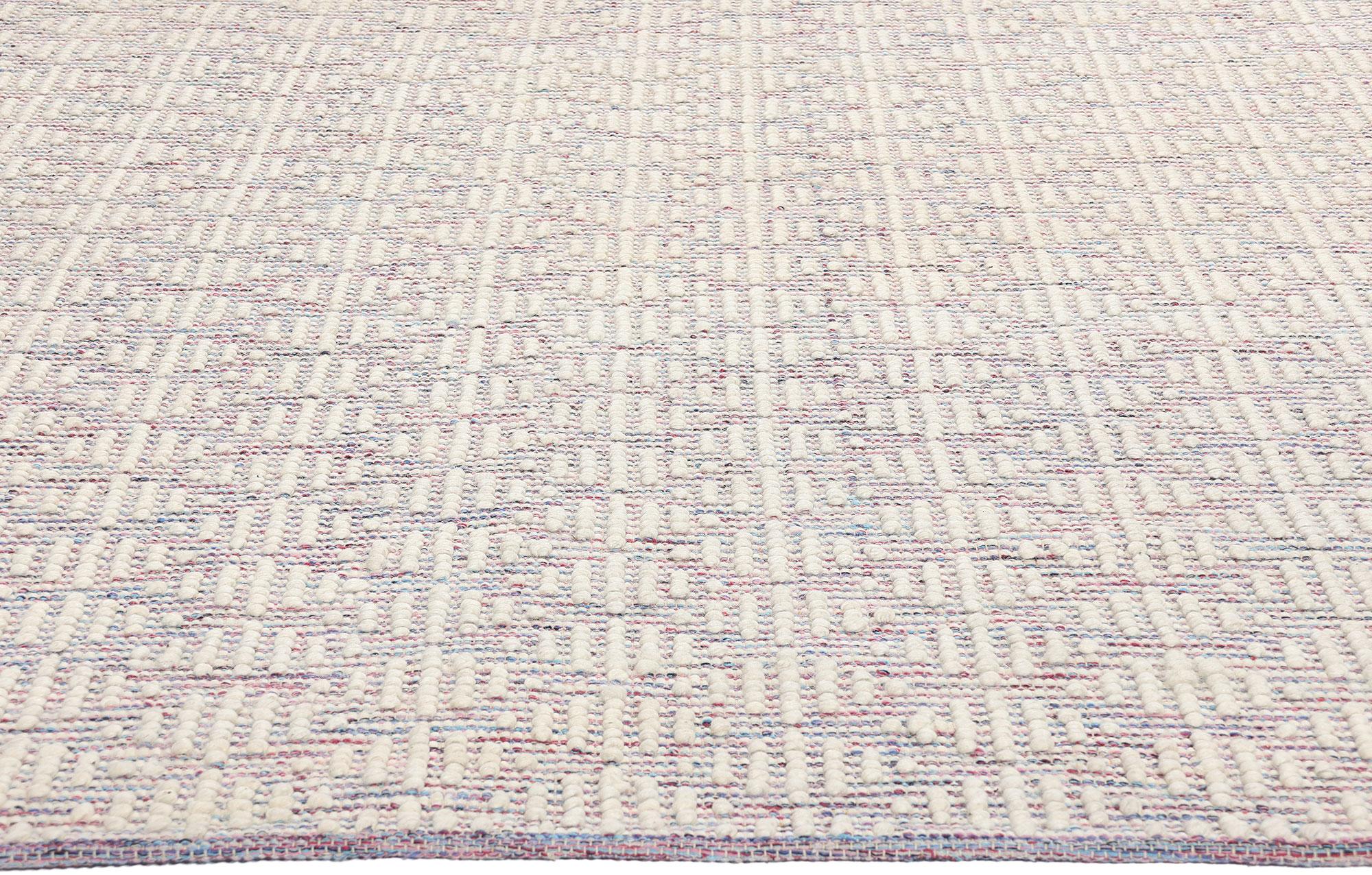 Indian New Contemporary Moroccan Trellis Textured High-Low Rug For Sale