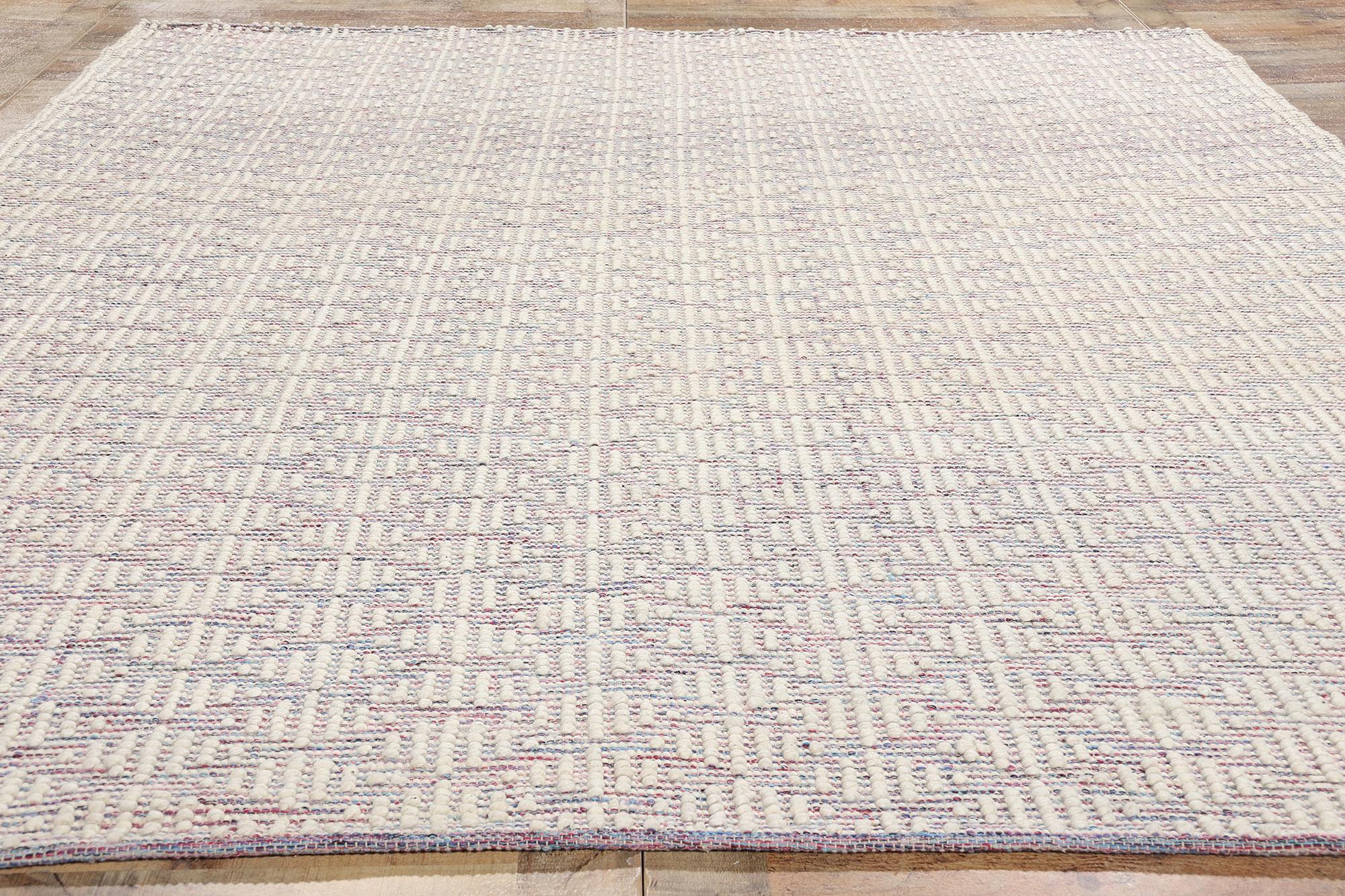 New Contemporary Moroccan Trellis Textured High-Low Rug For Sale 1