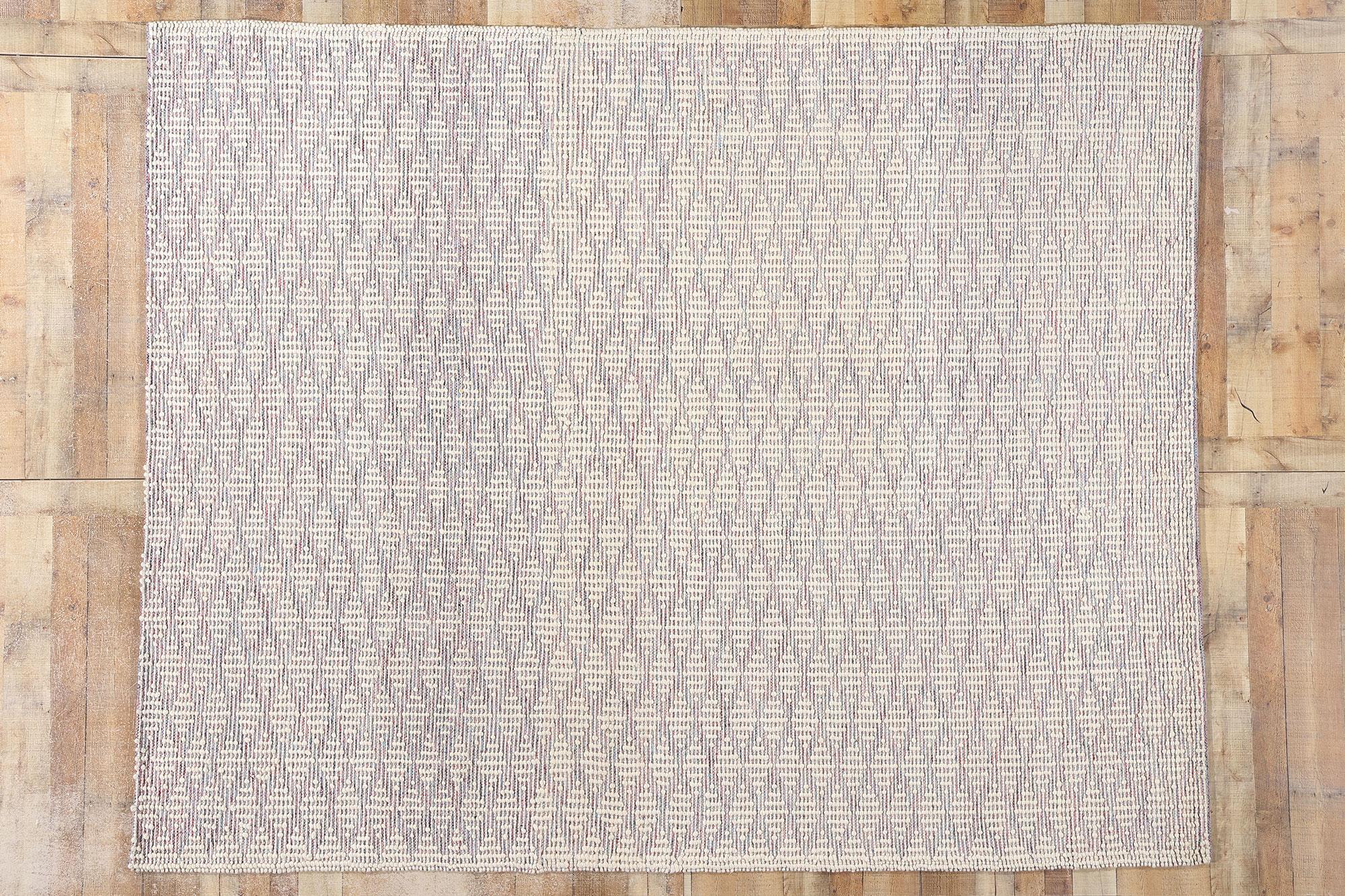 New Contemporary Moroccan Trellis Textured High-Low Rug For Sale 2