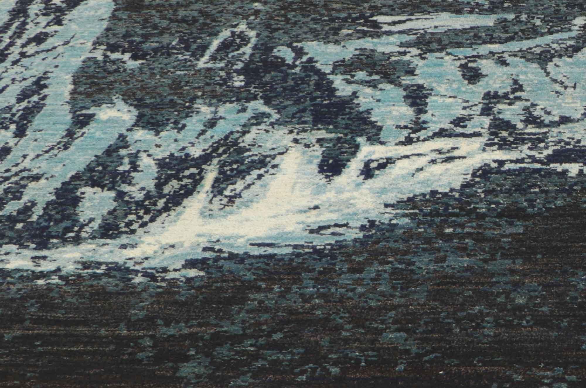 Pakistani New Contemporary Mountain Landscape Pictorial Rug Inspired by Liu Haisu For Sale