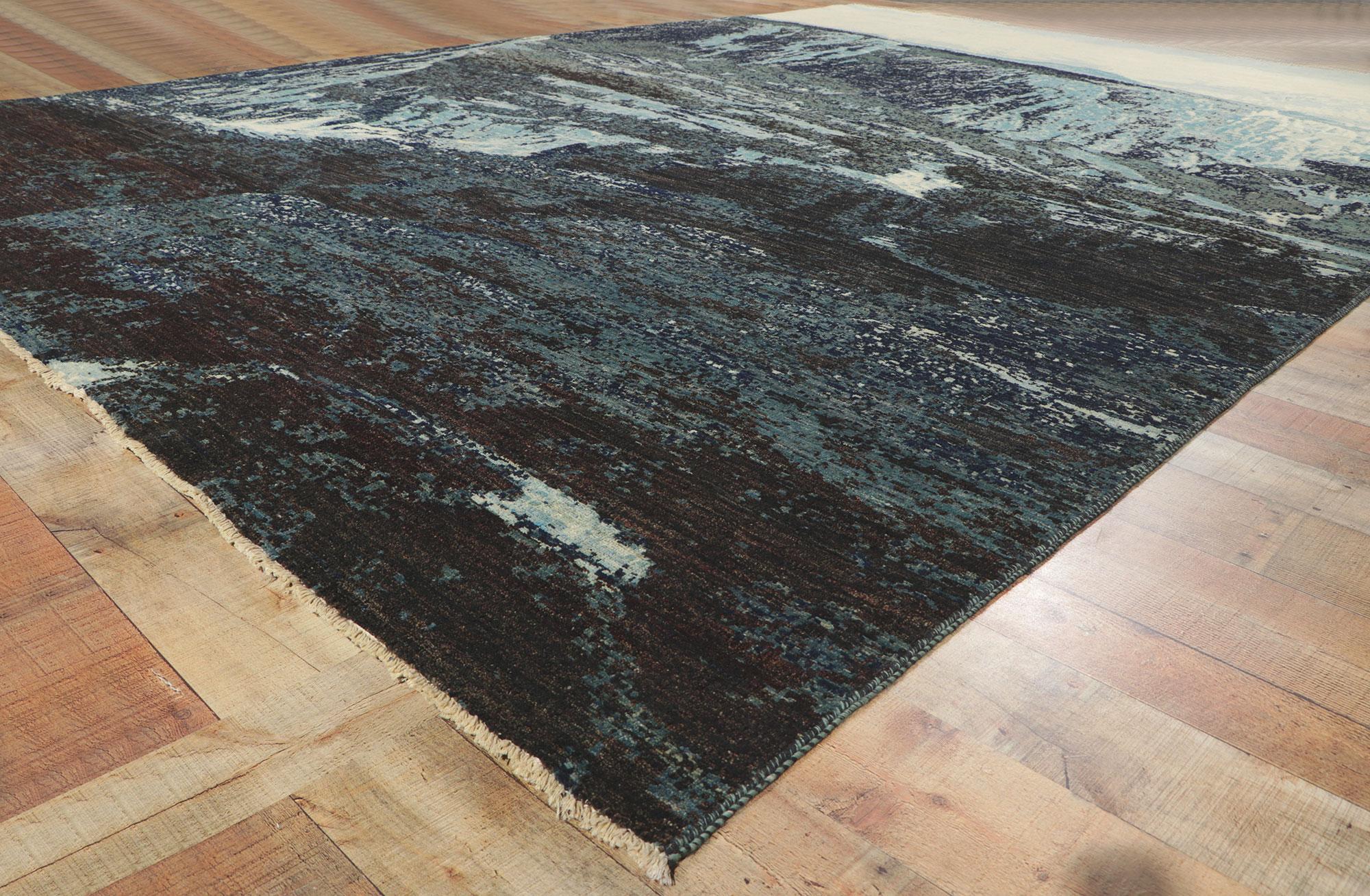 New Contemporary Mountain Landscape Pictorial Rug Inspired by Liu Haisu For Sale 1