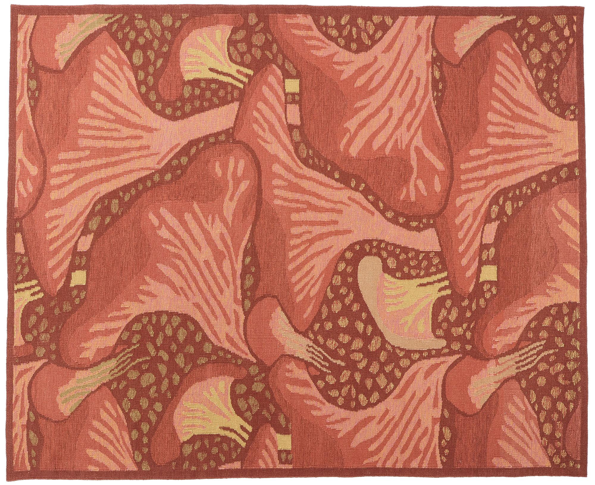 New Contemporary Mushroom Biophilic Wool Carpet Inspired by Koloman Moser im Angebot 2