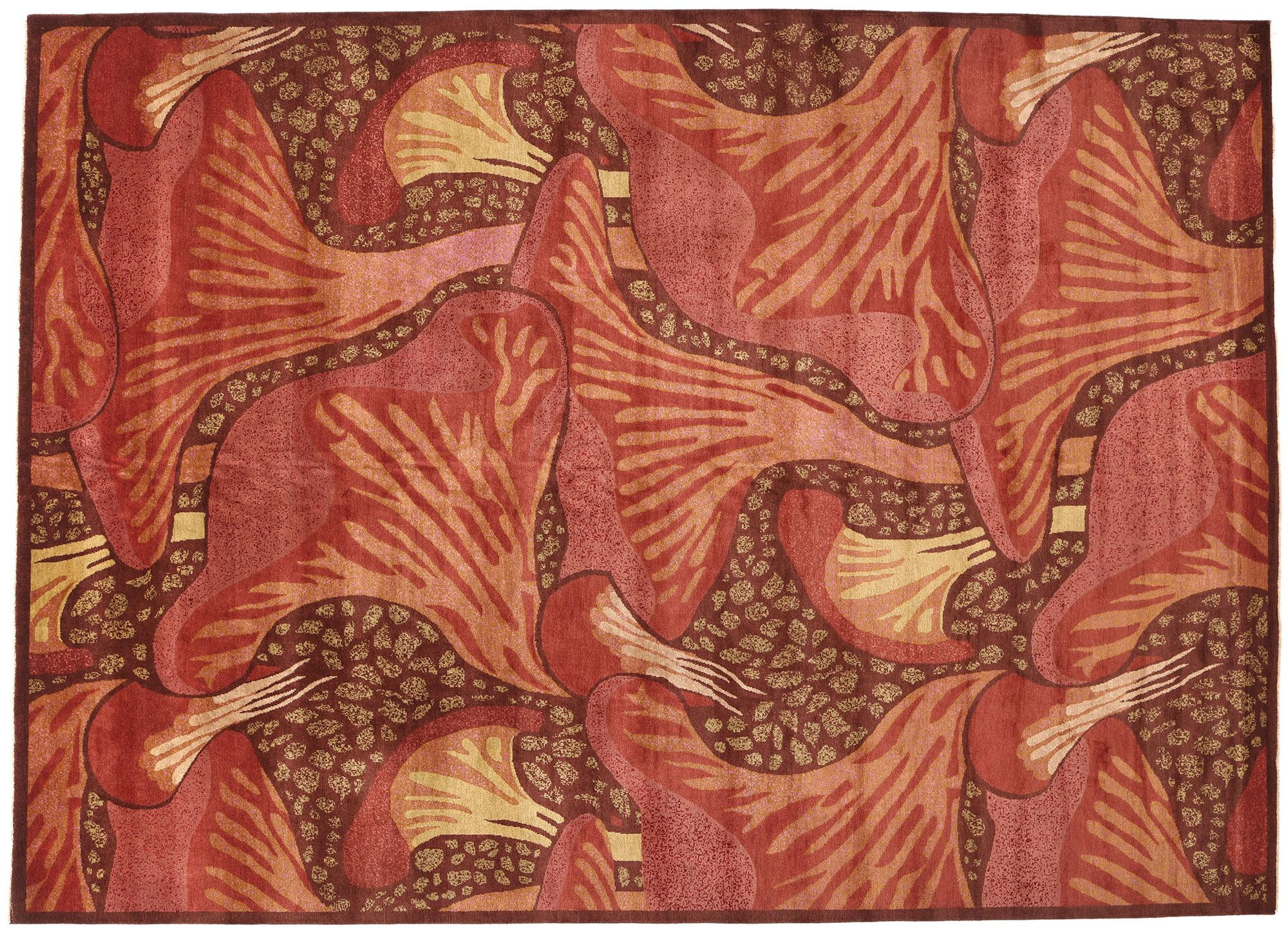 New Contemporary Mushroom Biophilic Wool Carpet Inspired by Koloman Moser im Angebot 2
