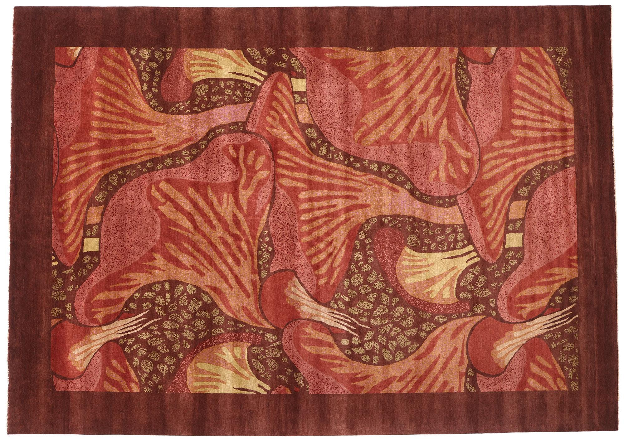New Contemporary Mushroom Biophilic Wool Carpet Inspired by Koloman Moser im Angebot 2