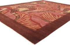 New Contemporary Mushroom Biophilic Wool Carpet Inspired by Koloman Moser