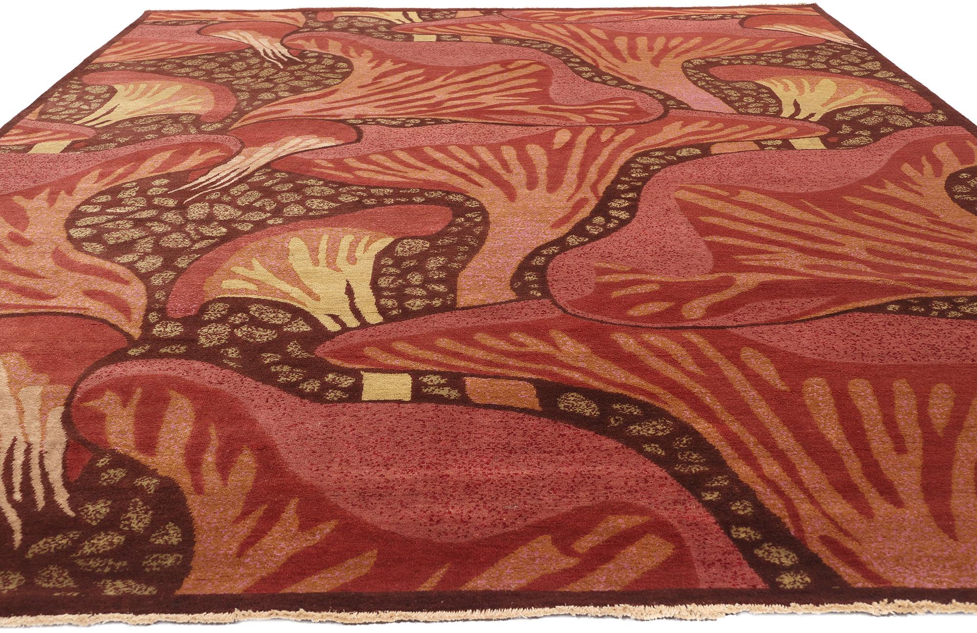 New Contemporary Mushroom Biophilic Wool Carpet Inspired by Koloman Moser (Moderne) im Angebot