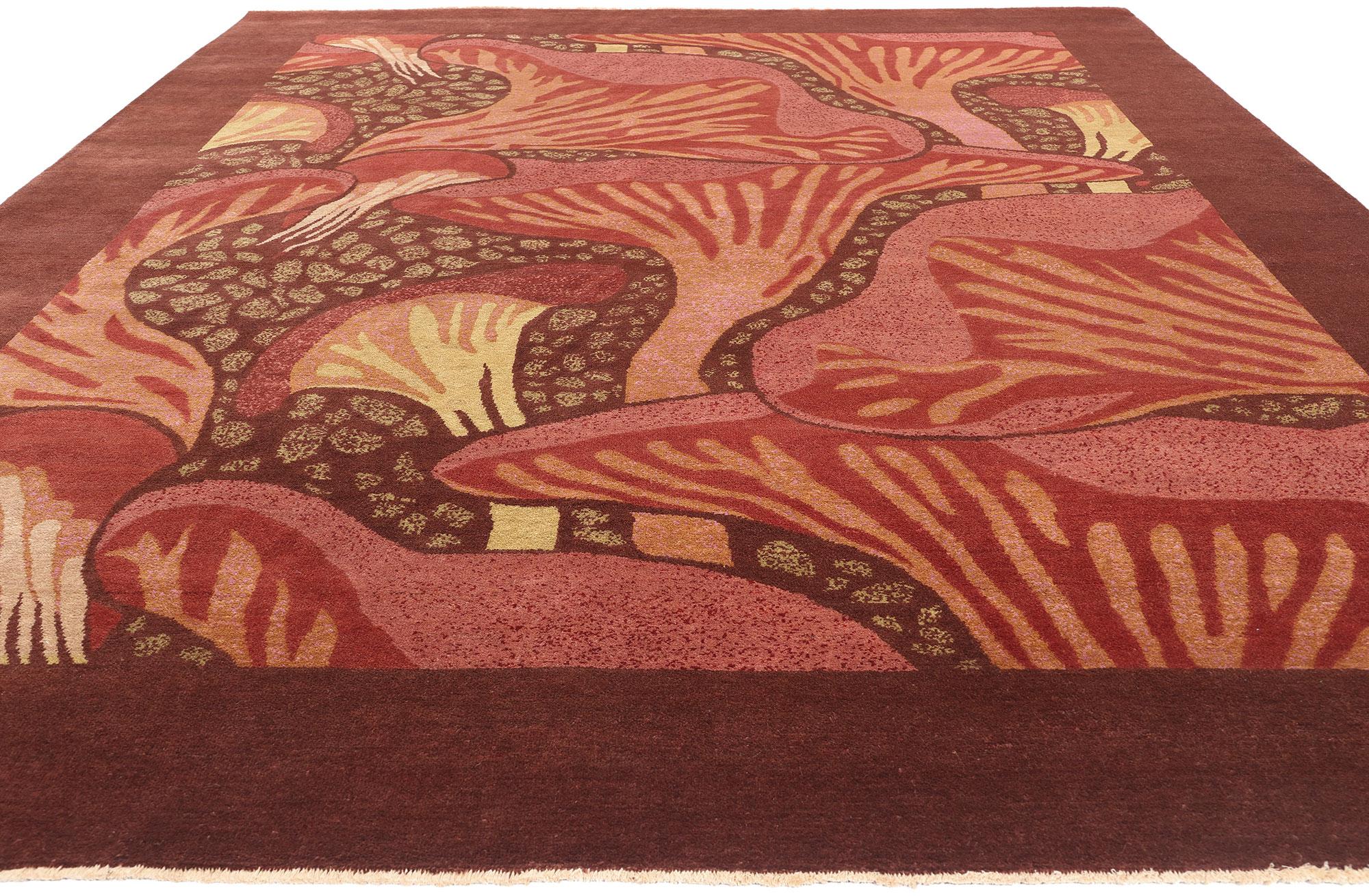 New Contemporary Mushroom Biophilic Wool Carpet Inspired by Koloman Moser (Moderne) im Angebot
