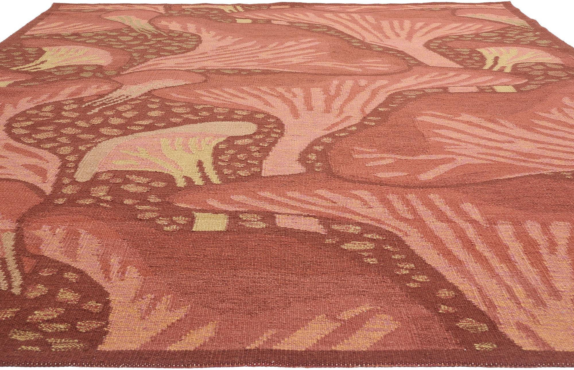 New Contemporary Mushroom Biophilic Wool Carpet Inspired by Koloman Moser (Moderne) im Angebot