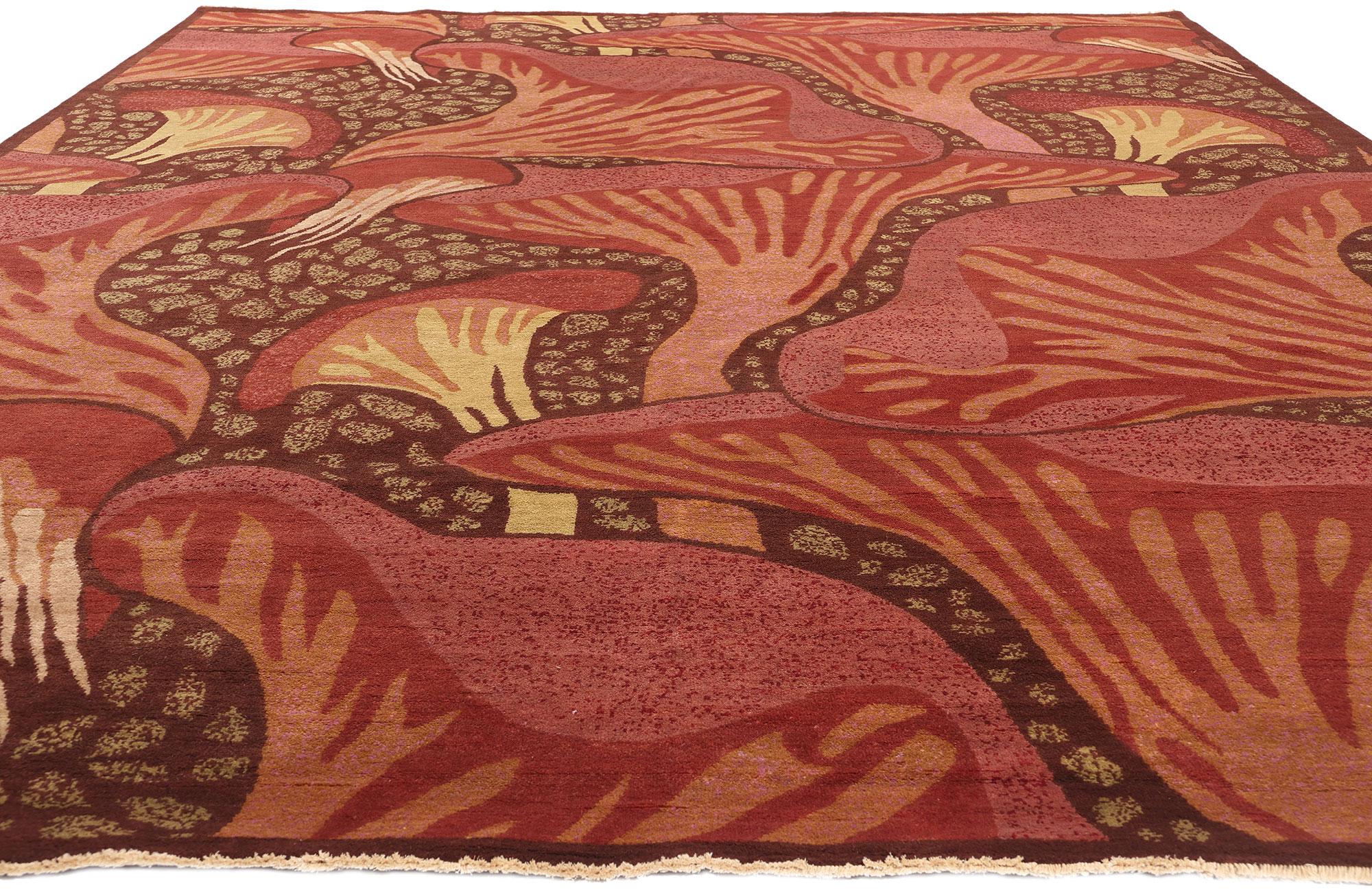 New Contemporary Mushroom Biophilic Wool Carpet Inspired by Koloman Moser (Moderne der Mitte des Jahrhunderts) im Angebot