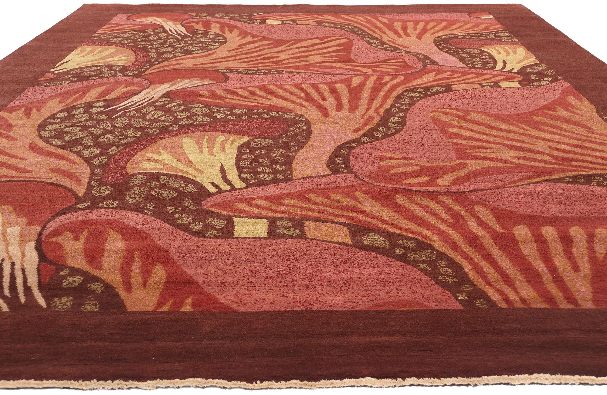 New Contemporary Mushroom Biophilic Wool Carpet Inspired by Koloman Moser (Moderne) im Angebot