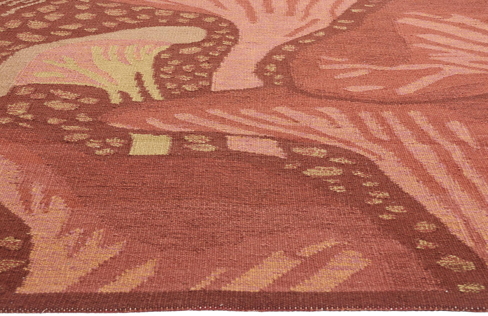 New Contemporary Mushroom Biophilic Wool Carpet Inspired by Koloman Moser (Indisch) im Angebot