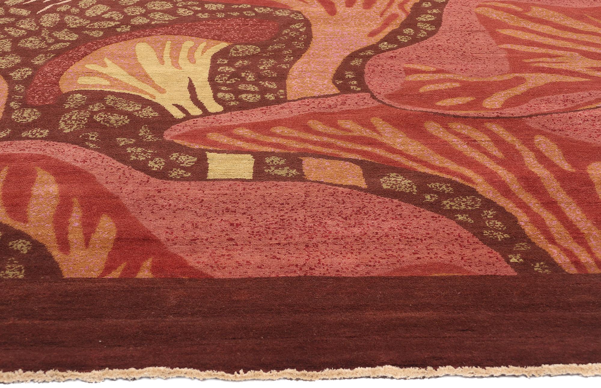 New Contemporary Mushroom Biophilic Wool Carpet Inspired by Koloman Moser (Indisch) im Angebot