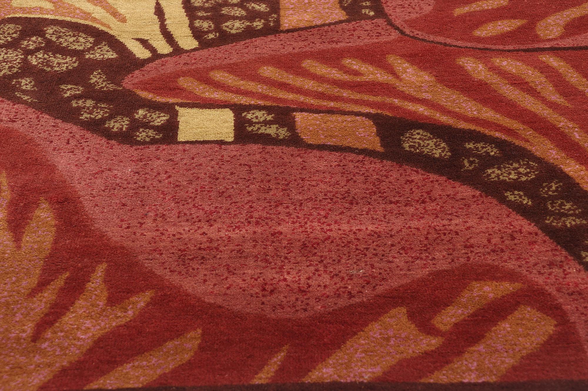 New Contemporary Mushroom Biophilic Wool Carpet Inspired by Koloman Moser (Handgeknüpft) im Angebot