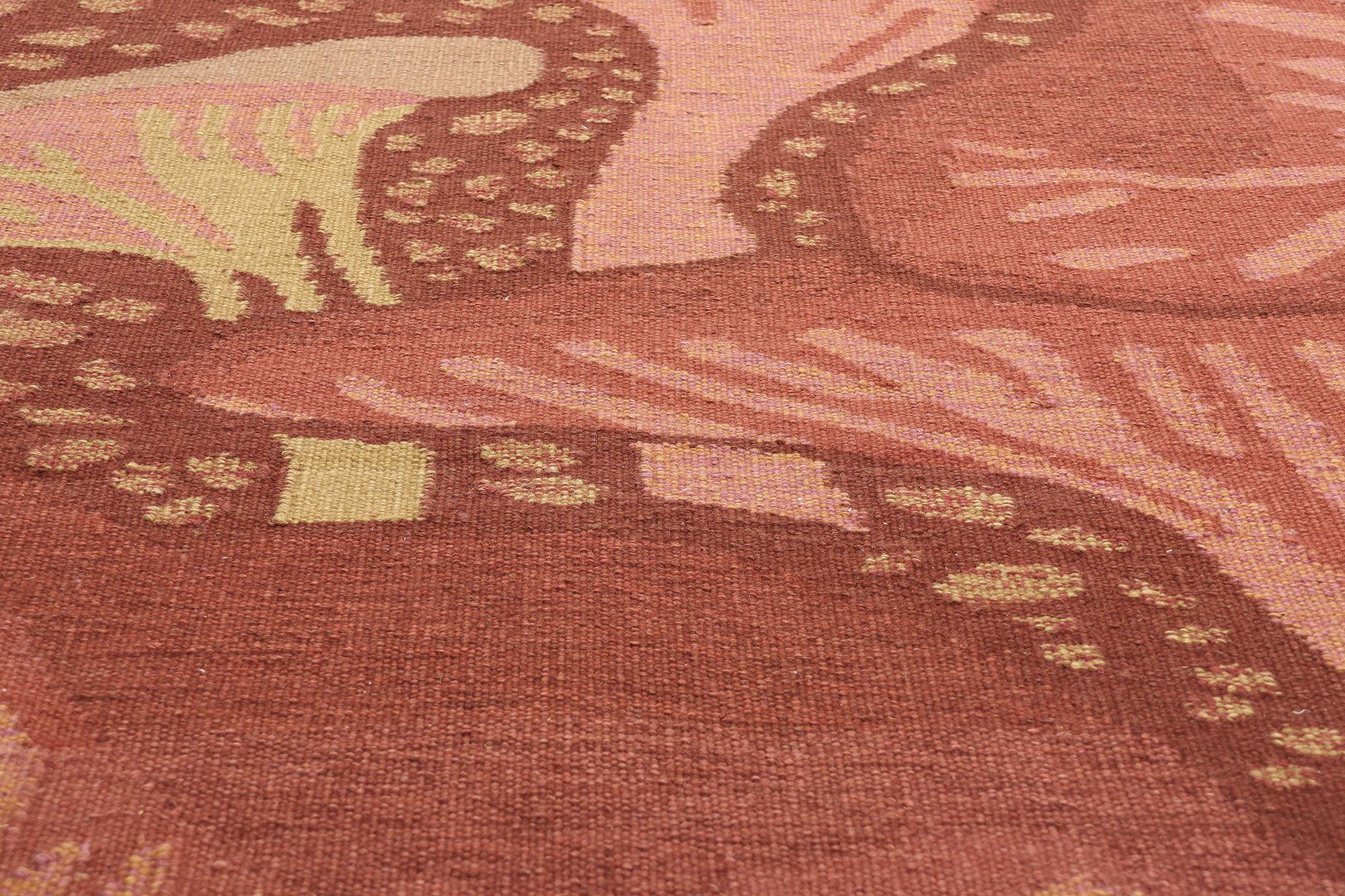 New Contemporary Mushroom Biophilic Wool Carpet Inspired by Koloman Moser (Handgewebt) im Angebot
