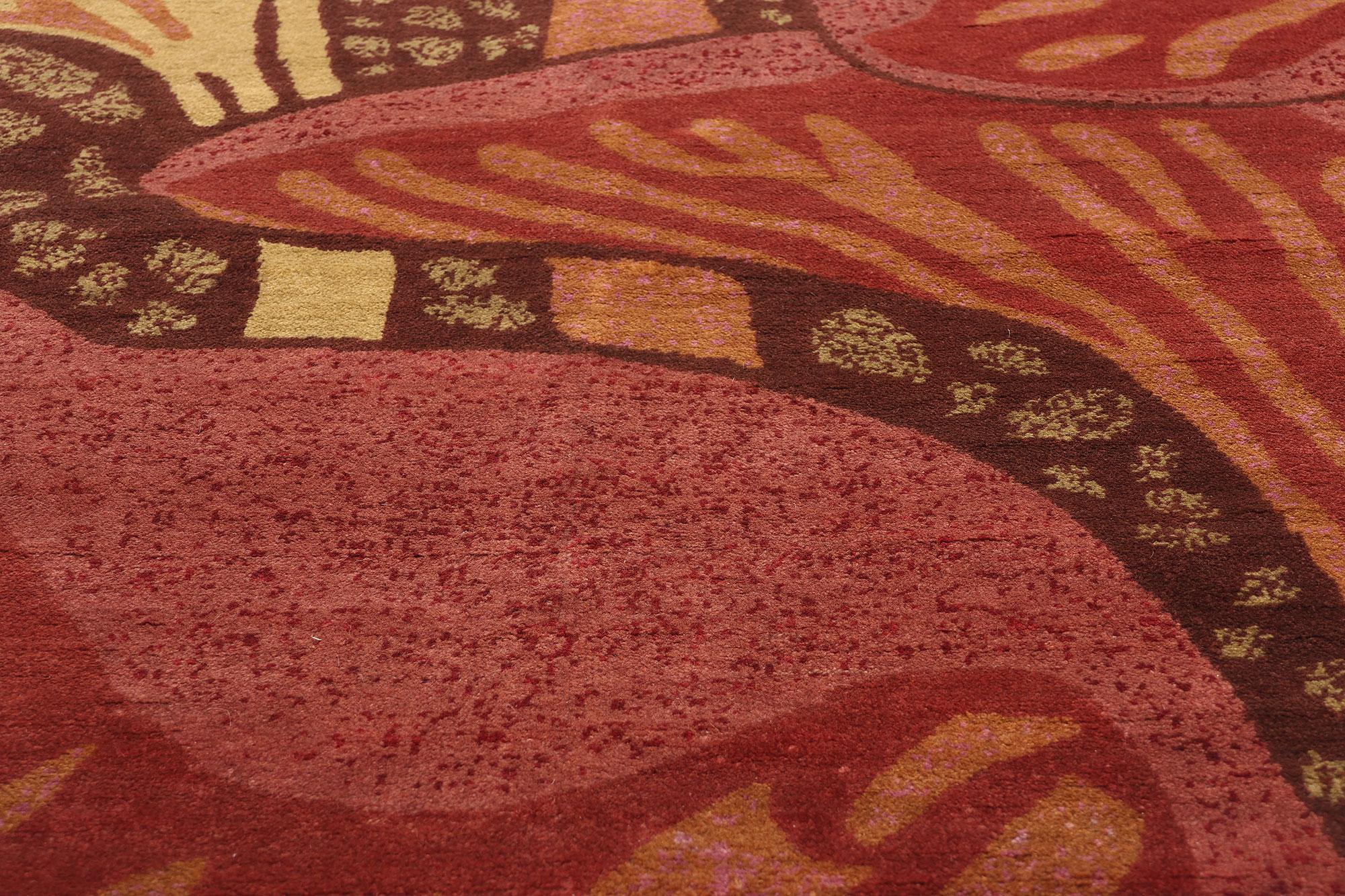 New Contemporary Mushroom Biophilic Wool Carpet Inspired by Koloman Moser (Handgeknüpft) im Angebot